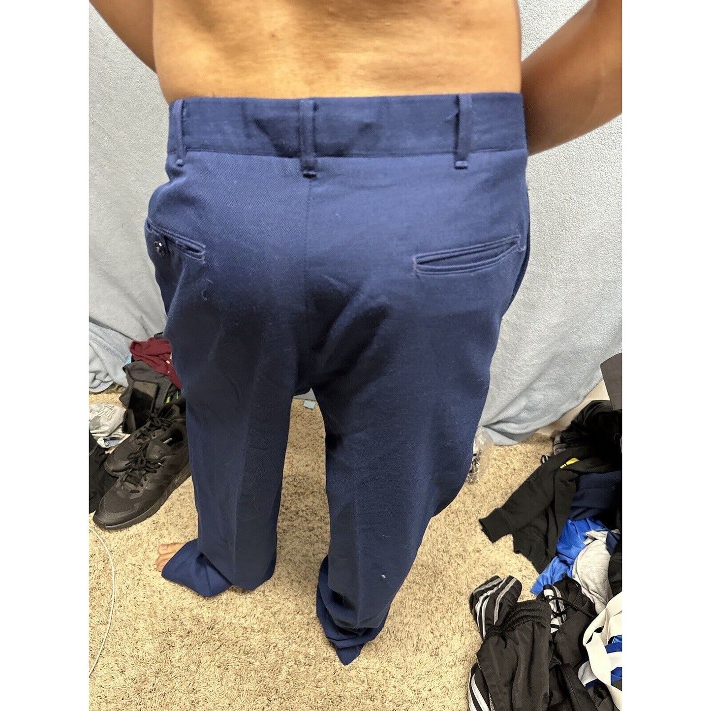 Men’s Blue Air Force Uniform Dress Pants Trousers 35L C Poly Wool