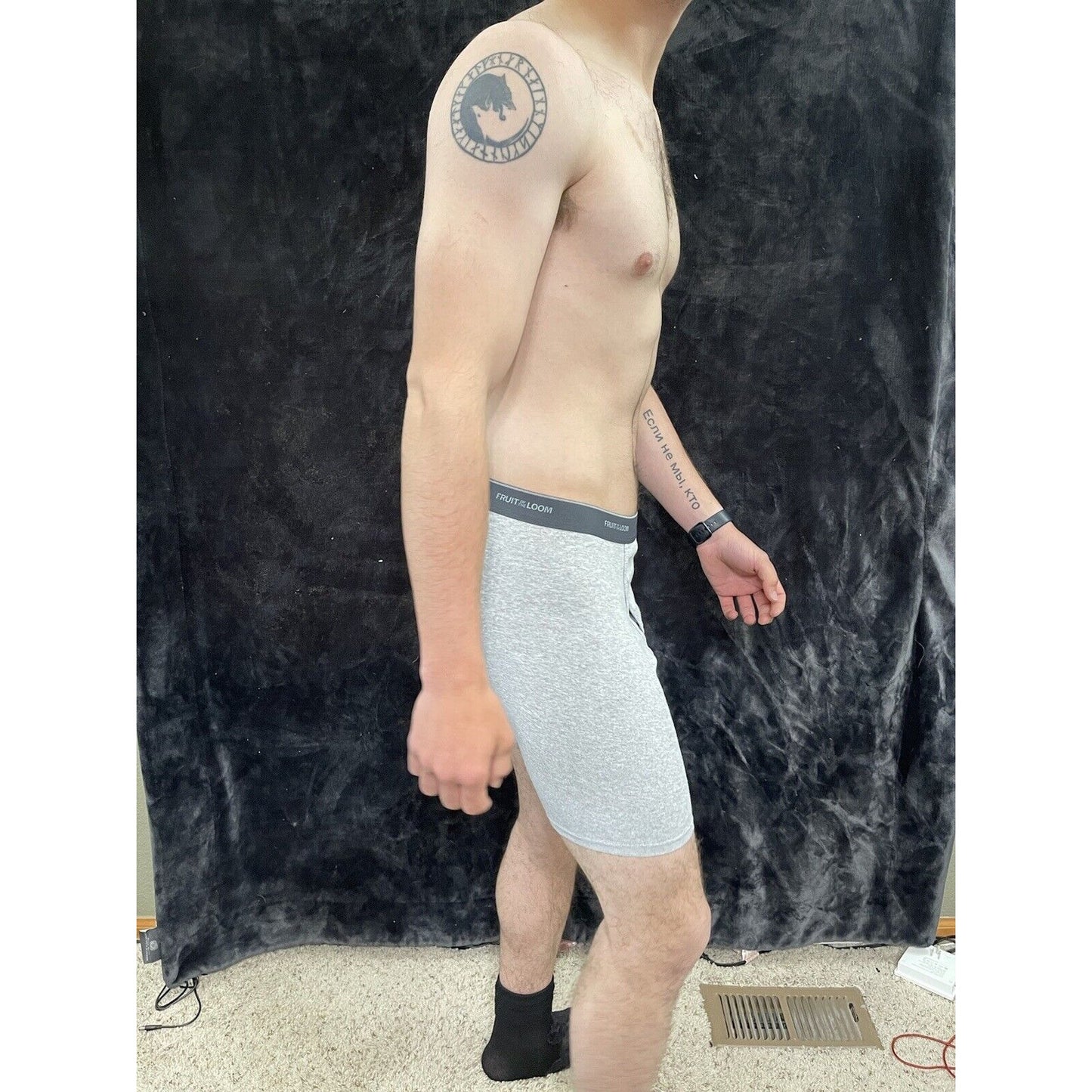 Fruit of the Loom Men's Boxer Briefs - Light Gray- Size Medium