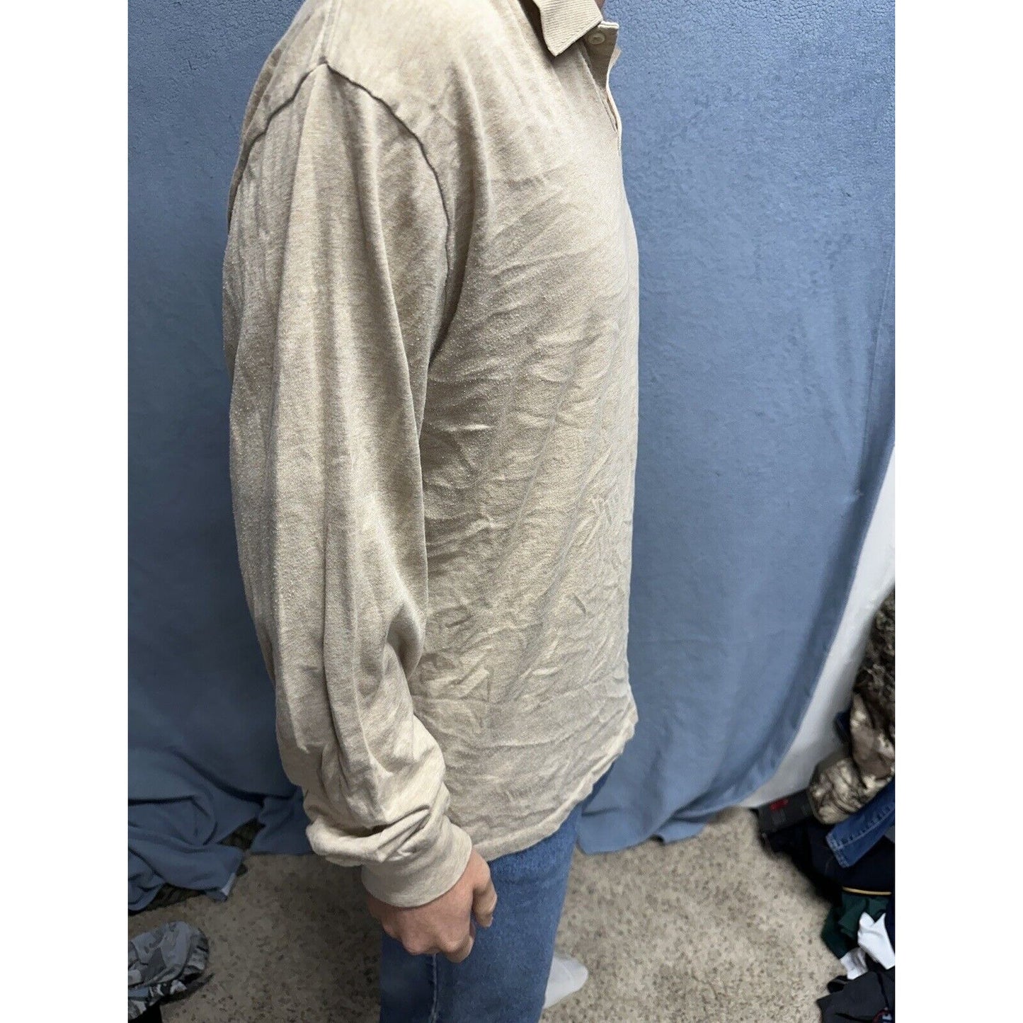 Men’s Tan Polo By Ralph Lauren Long Sleeve Large Long Sleeve Pullover Shirt
