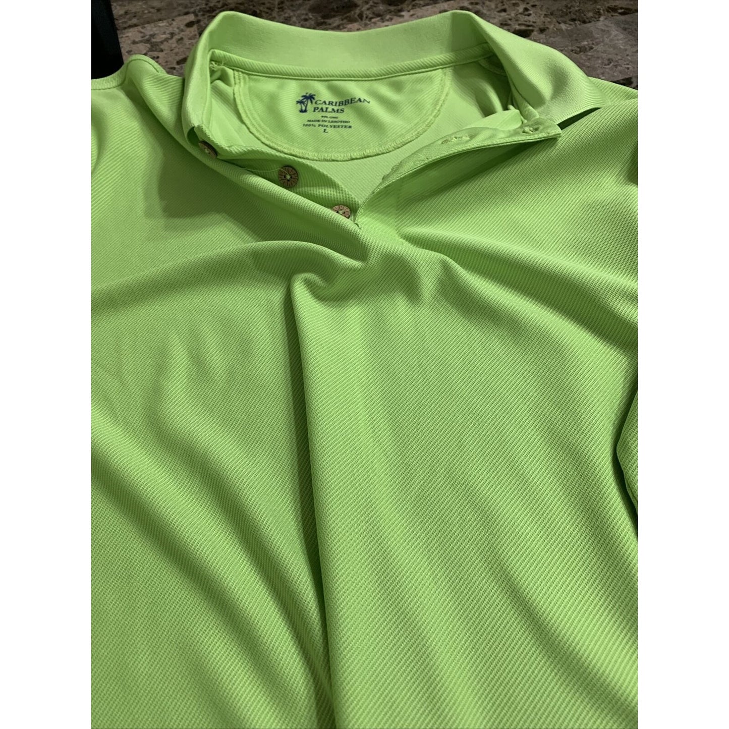 Men’s Large Lime Green Caribbean Palms Polo Shirt