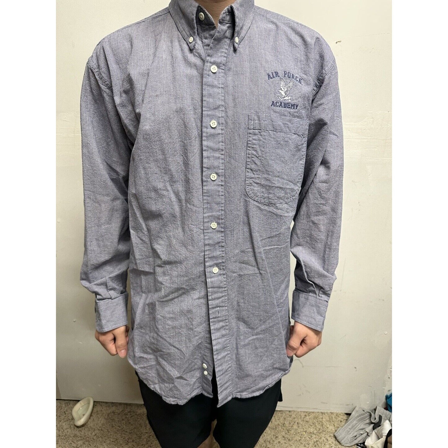Men’s Blue Vantage Medium Long Sleeve Button Up Air Force Academy USAFA Shirt