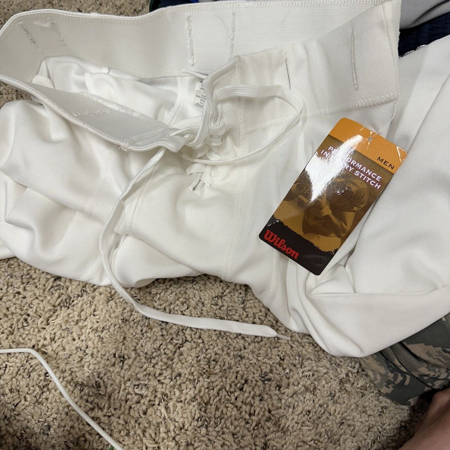 Men’s White Wilson Football Pants Large