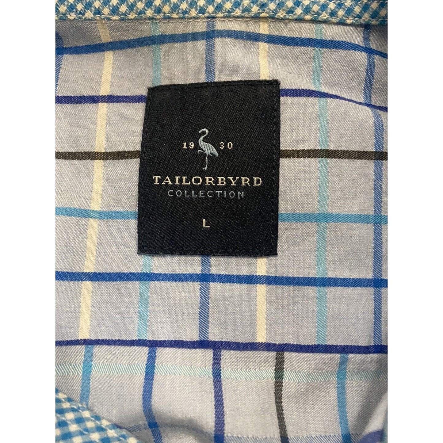 Tailorbyrd Collection Men’s Large Blue Plaid Button-down Long Sleeves Shirt