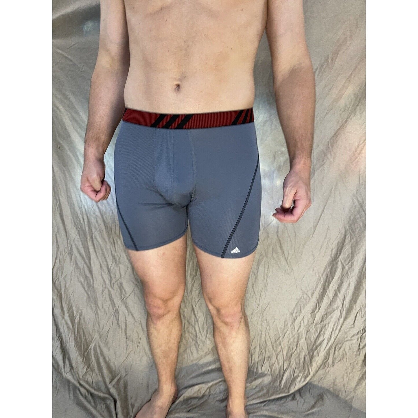 men's Gray With Red Band adidas aeroready black compression boxer briefs medium
