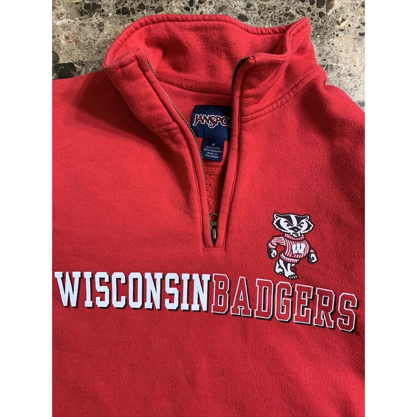 Vintage Wisconsin Badgers Soft Hoodie Sweatshirt Red Jansport Medium