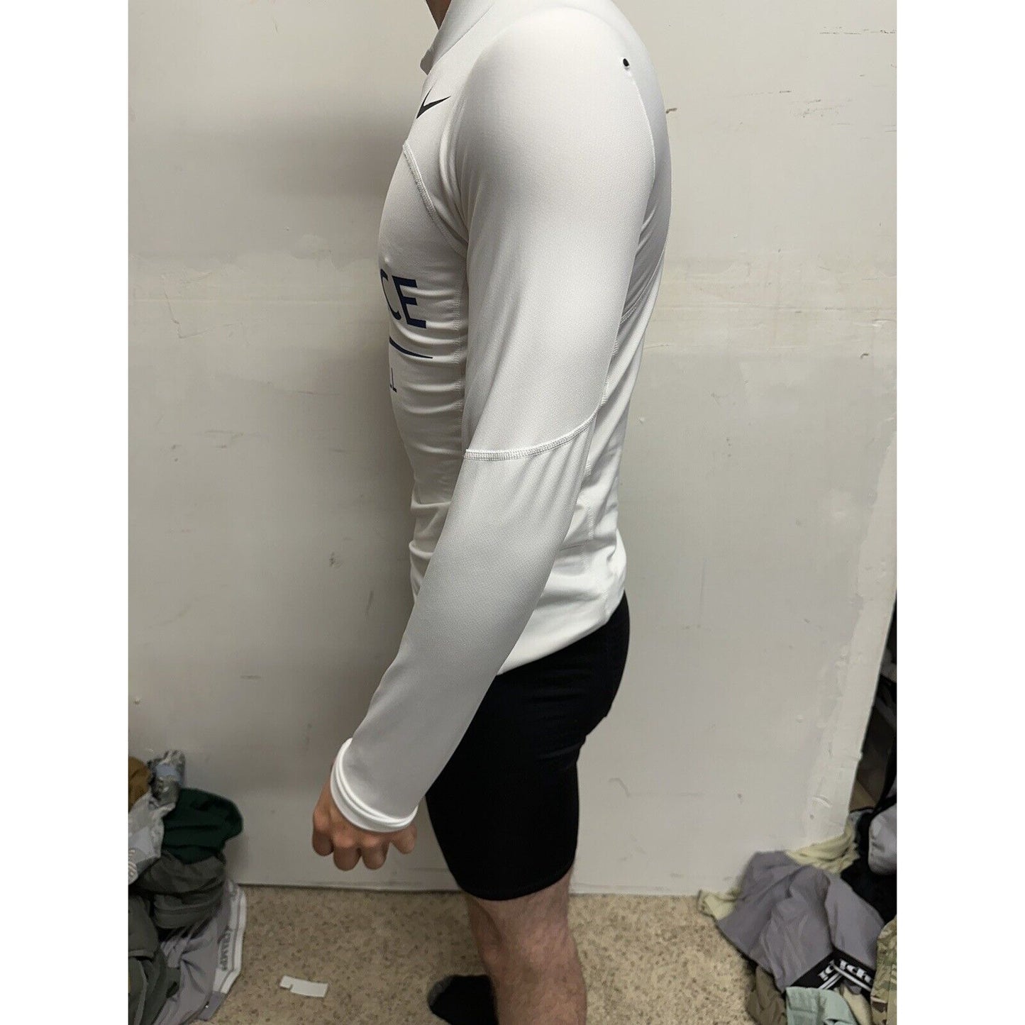 Men’s White Nike Pro Compression Hyper Warm Air Force Prep Football Shirt