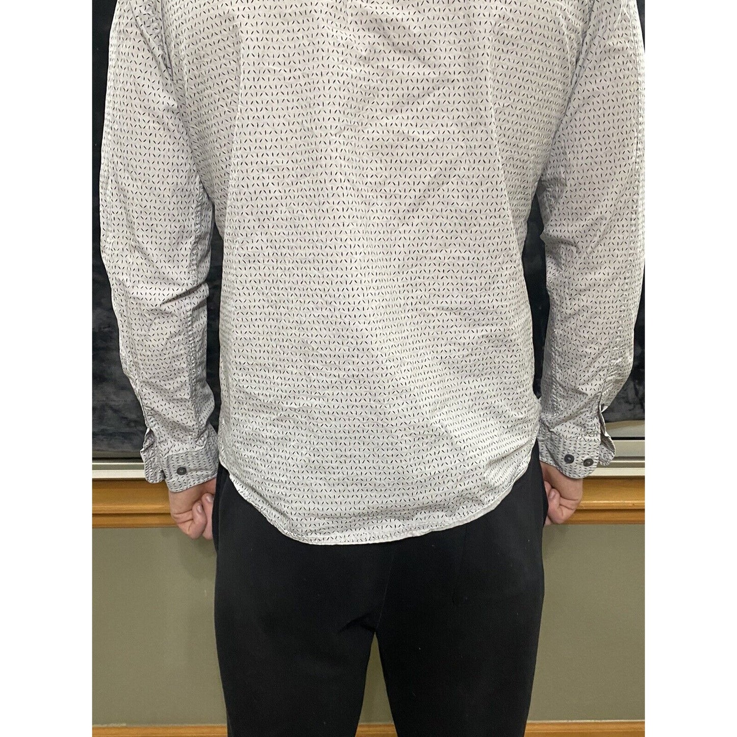 Mossimo Slim Fit Men’s Medium Gray with Black Confetti Button-down Long Sleeves