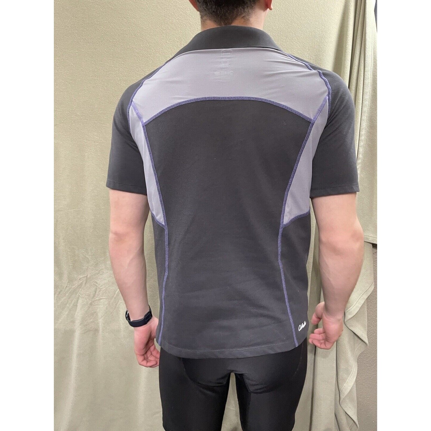 Cabela's XPG Medium Polo Shirt Top Short Sleeve Cool Phase Black Gray Purple