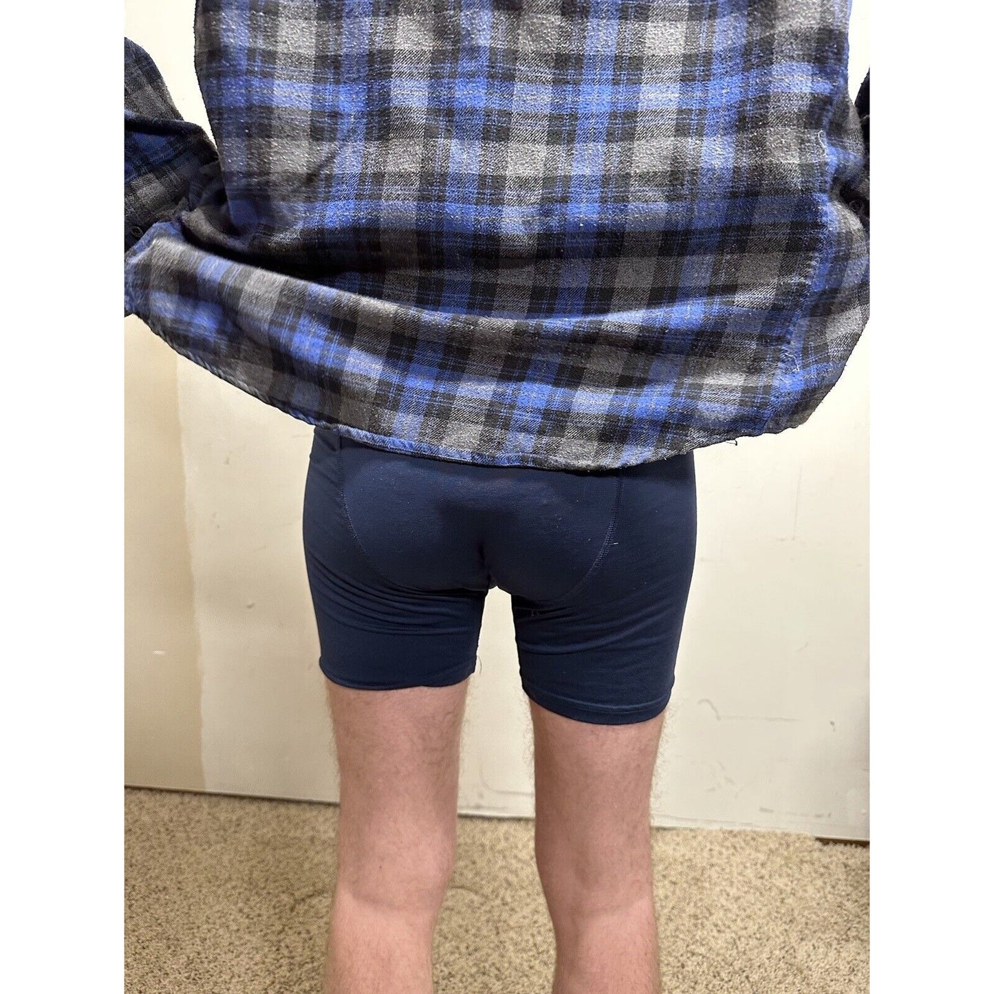 men’s blue gear medium blue plaid flannel shirt long sleeve button up