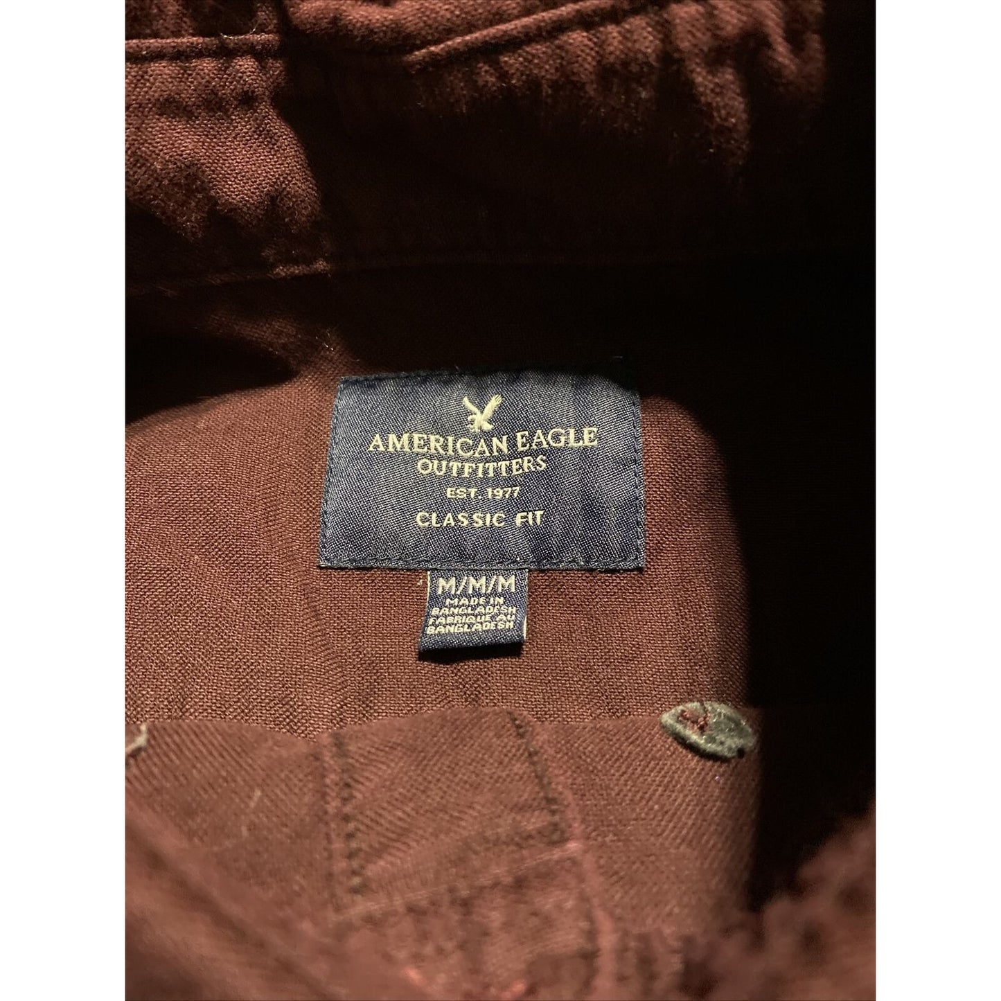 American Eagle Outfitters Men’s Medium Plum Button-down Classic Fit Long Sleeves