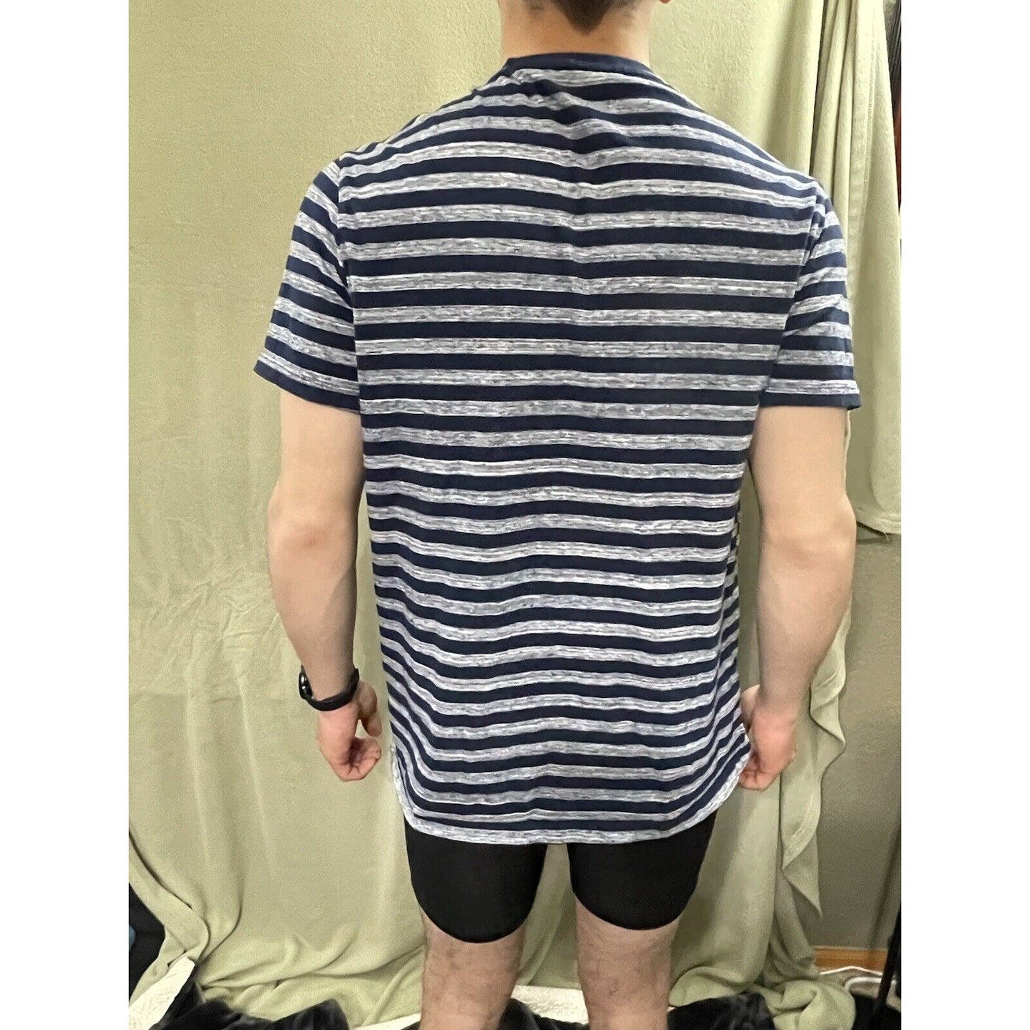 Vintage Calvin Klein Striped T-Shirt Blue White Navy Stripes Size Large