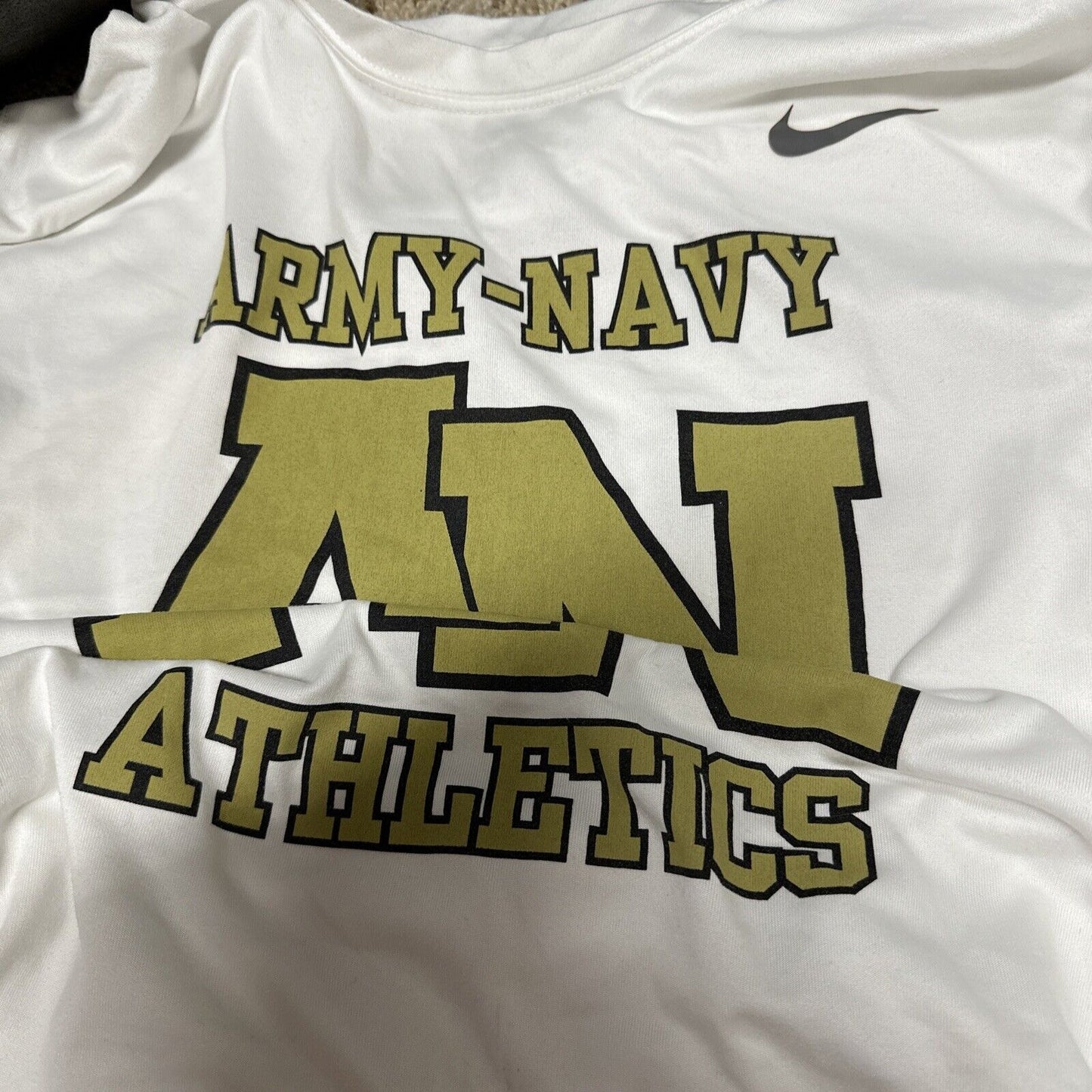 Men’s Long Sleeve Nike Tee Medium White Army-navy Athletics Dri Fit Shirt