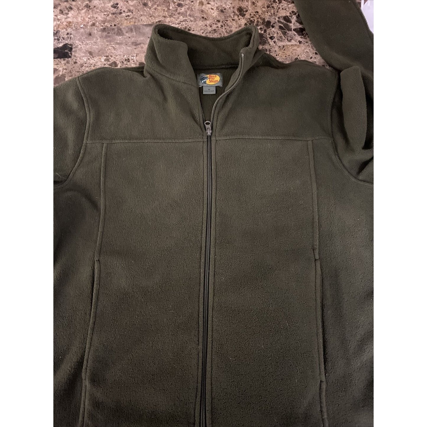 Bass Pro Shops Men’s Medium Olive Green Full-zip Fleece Polyester Jacket