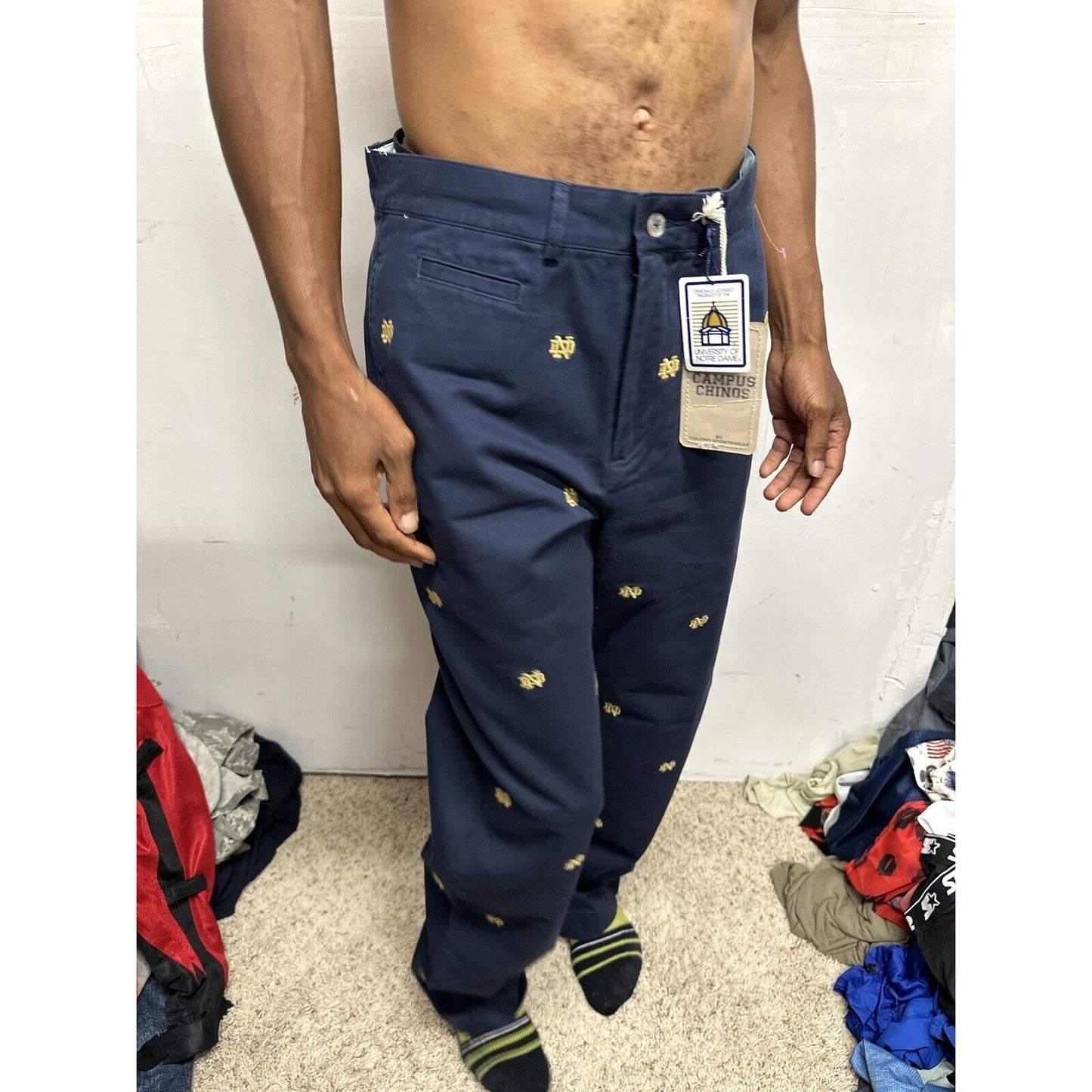 Men’s Notre Dame Size 32 Campus Chinos Pants Navy Blue