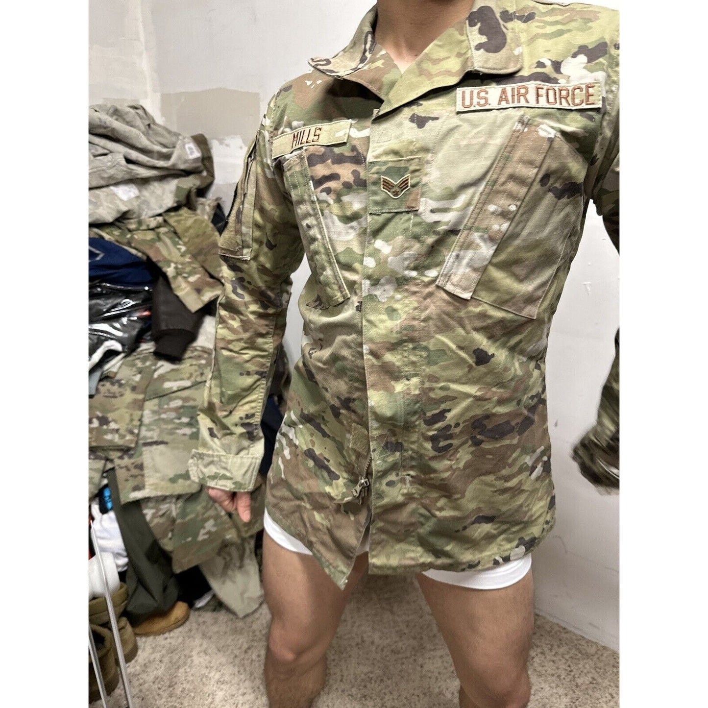 female Ocp Top Blouse 36 X-Long Us Air Force Senior Airman Rank Dental Squadron