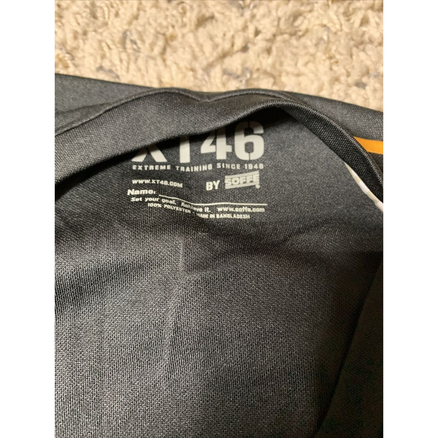 Men’s Soffe XT46 Black. With Orange Large Tee 100% Polyester Zippered Pocket