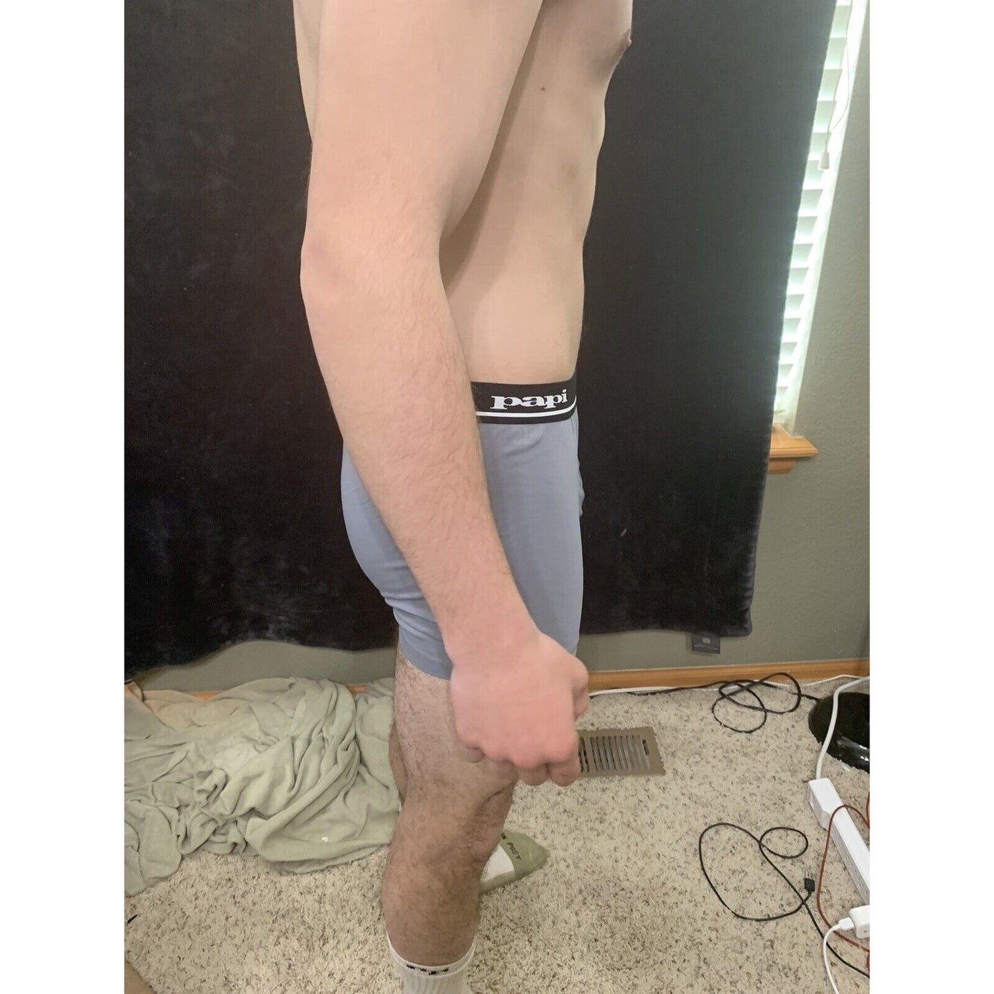 Men’s Papi Medium Boxer Briefs Gray International 5% Spandex Black/white Band