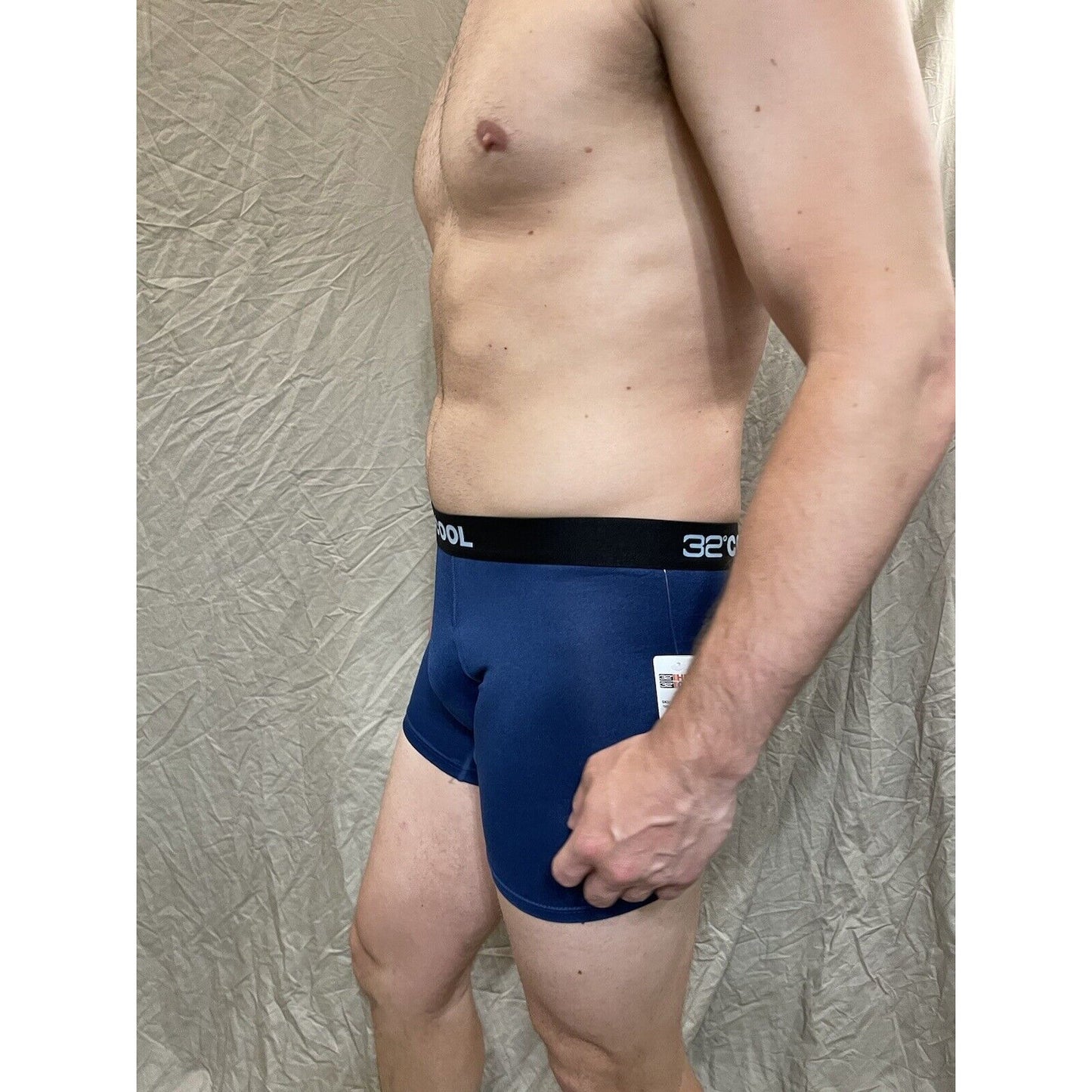 men's 32 degree cool ht royal blue 7% spandex boxer briefs Large