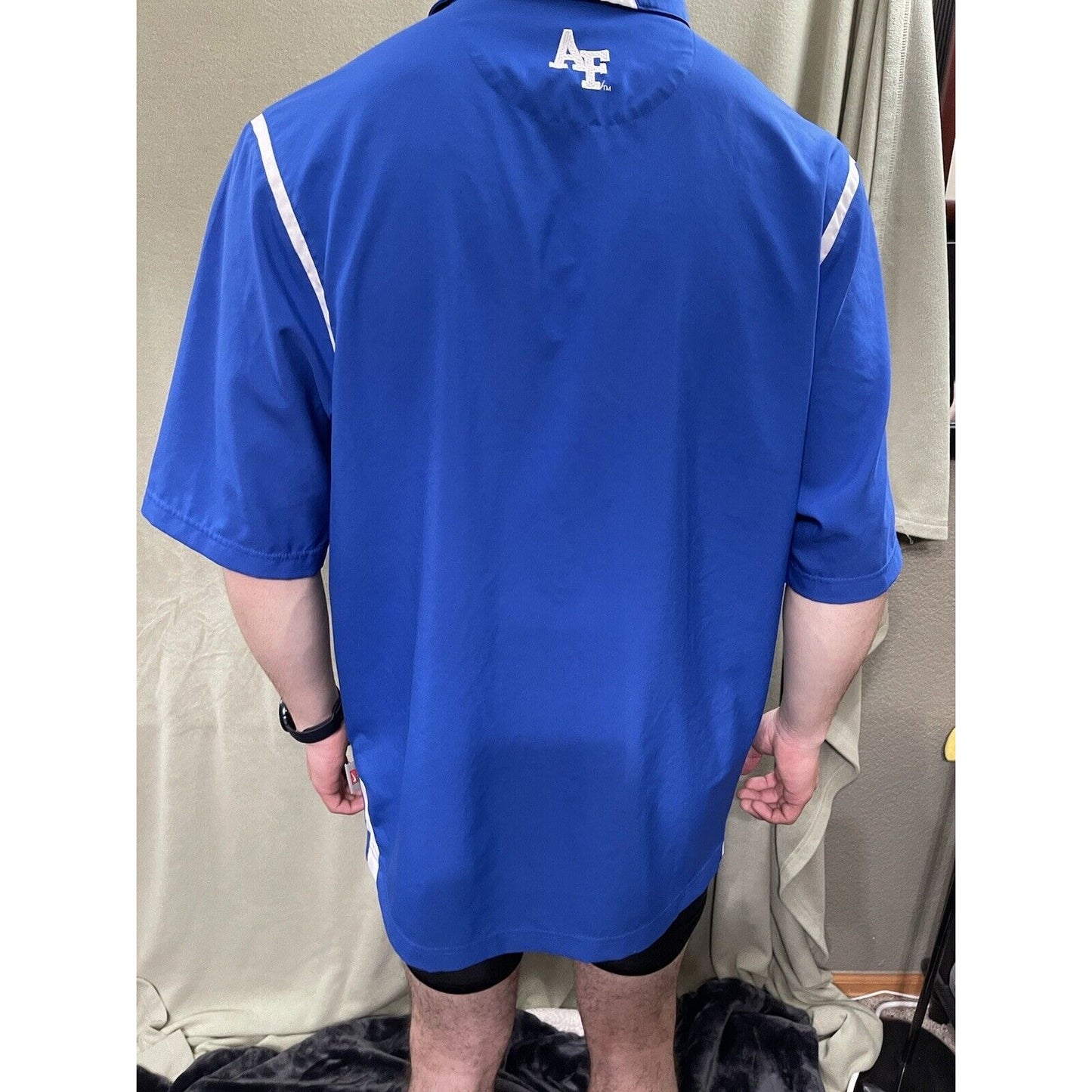 Nike Team Fit-Dry Mens Air Force Falcons Blue White Coaches Polo Shirt Med EUC