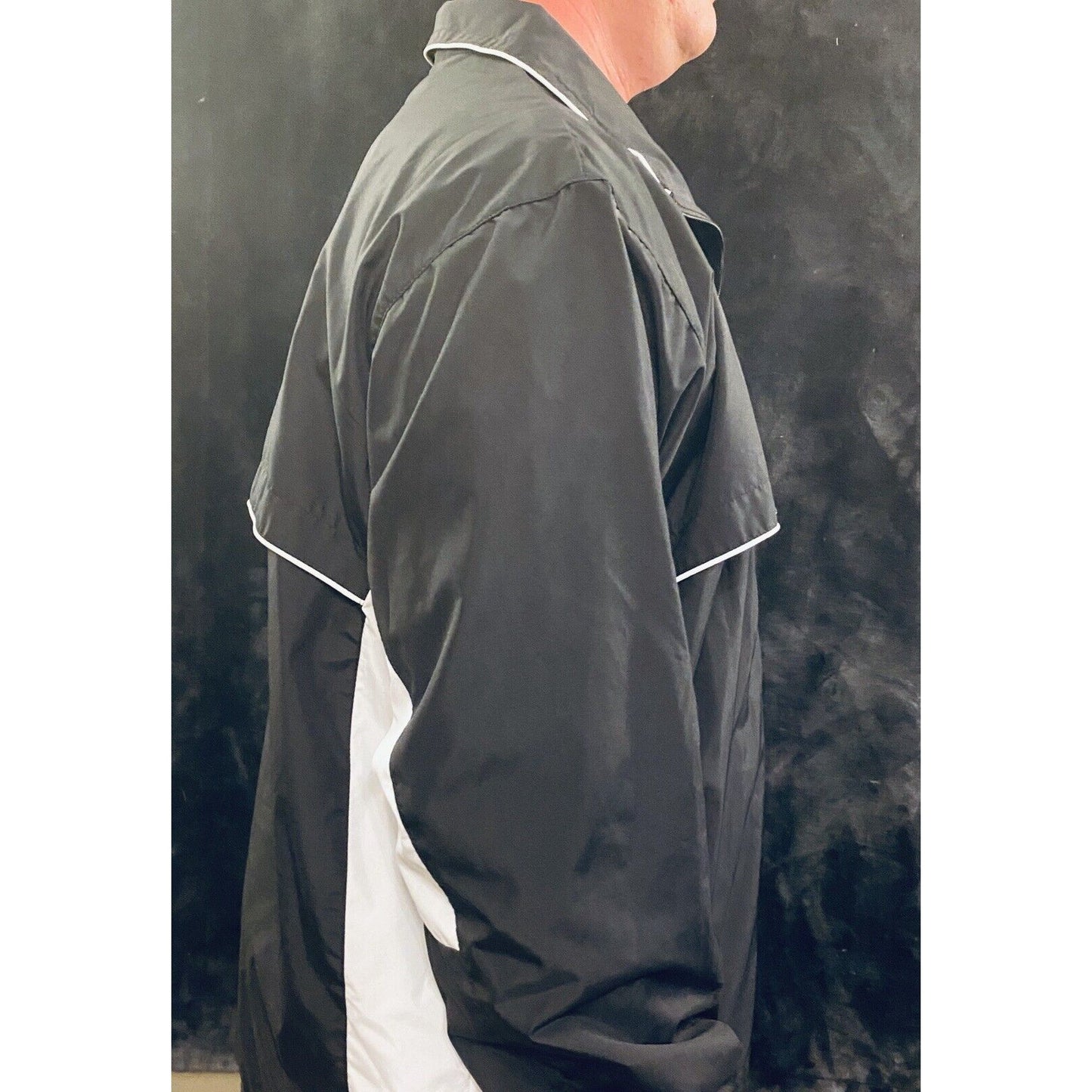 Soffe Men’s Full Zip Polyester Track Jacket Black/White Large