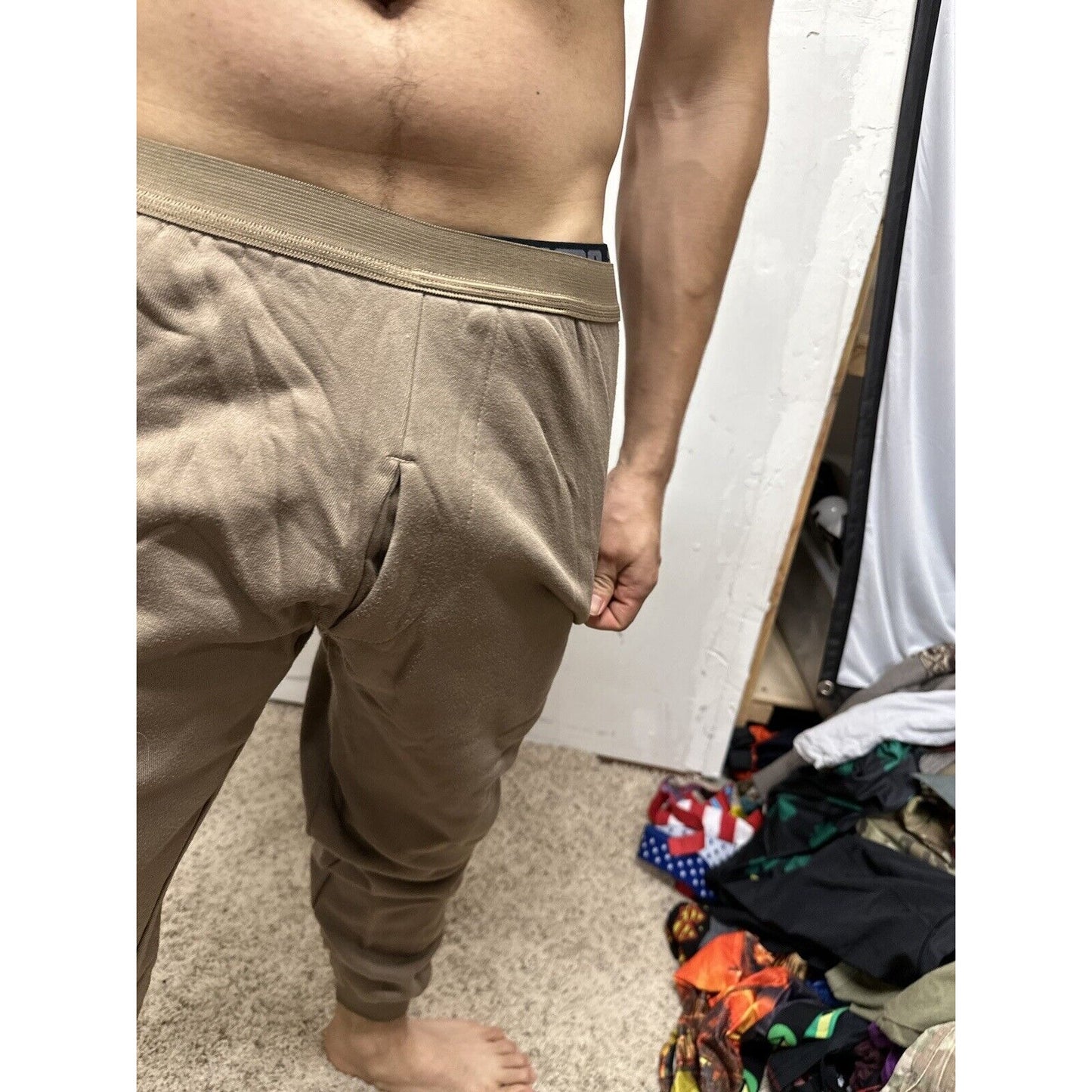 Men’s Cold Weather Brown Drawers Large Thermal Army Air Force Pants