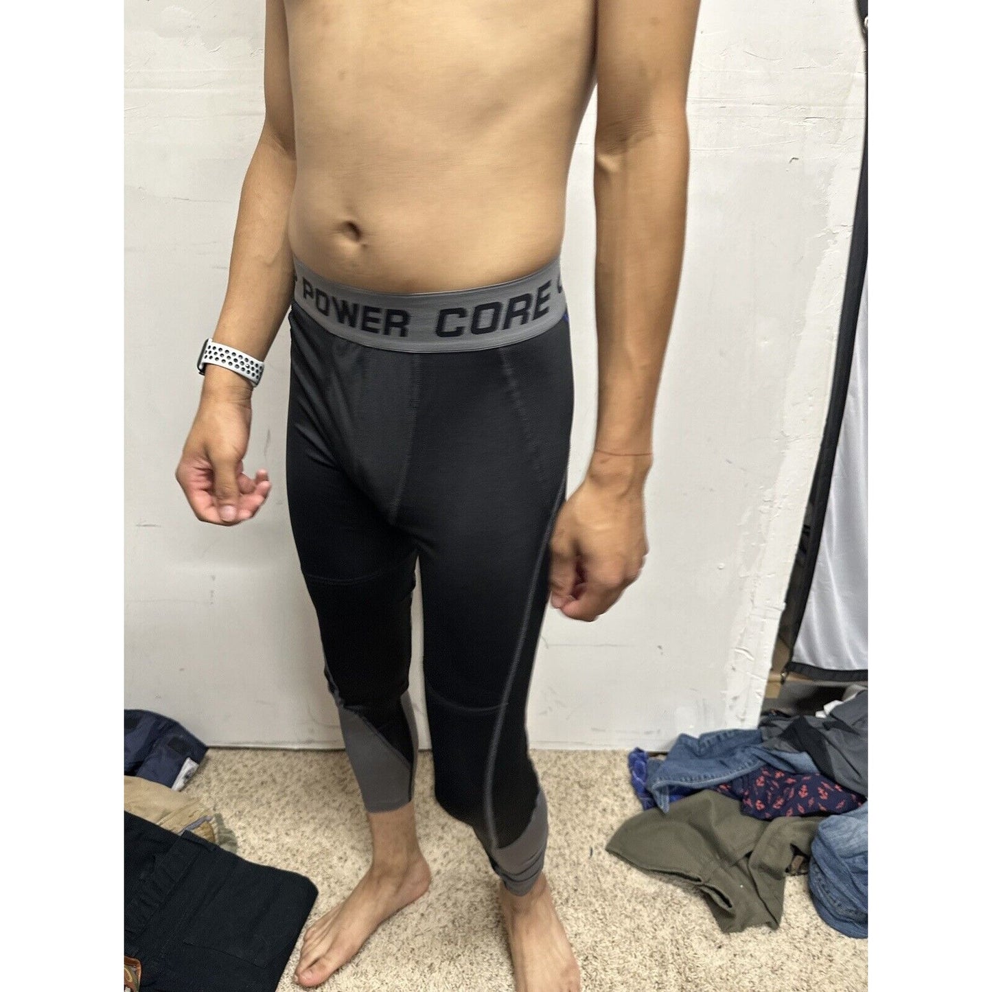 Men’s Champion Duo Dry Medium Black Gray Base Layer Leggings