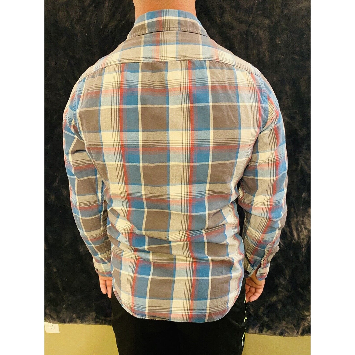 American Eagle Outfitters Blue Plaid Button-down Long Sleeve Sz S/P