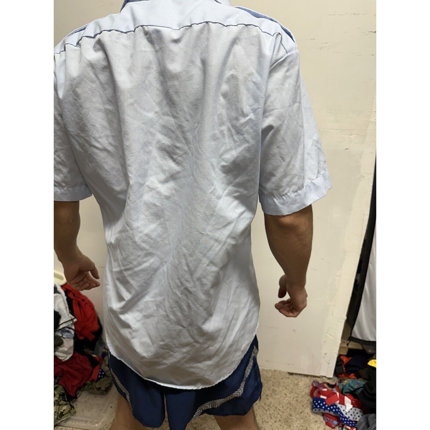 Men’s Air Force ussf Coast Guard Blue Dress Shirt Short Sleeve Uniform 16.5R