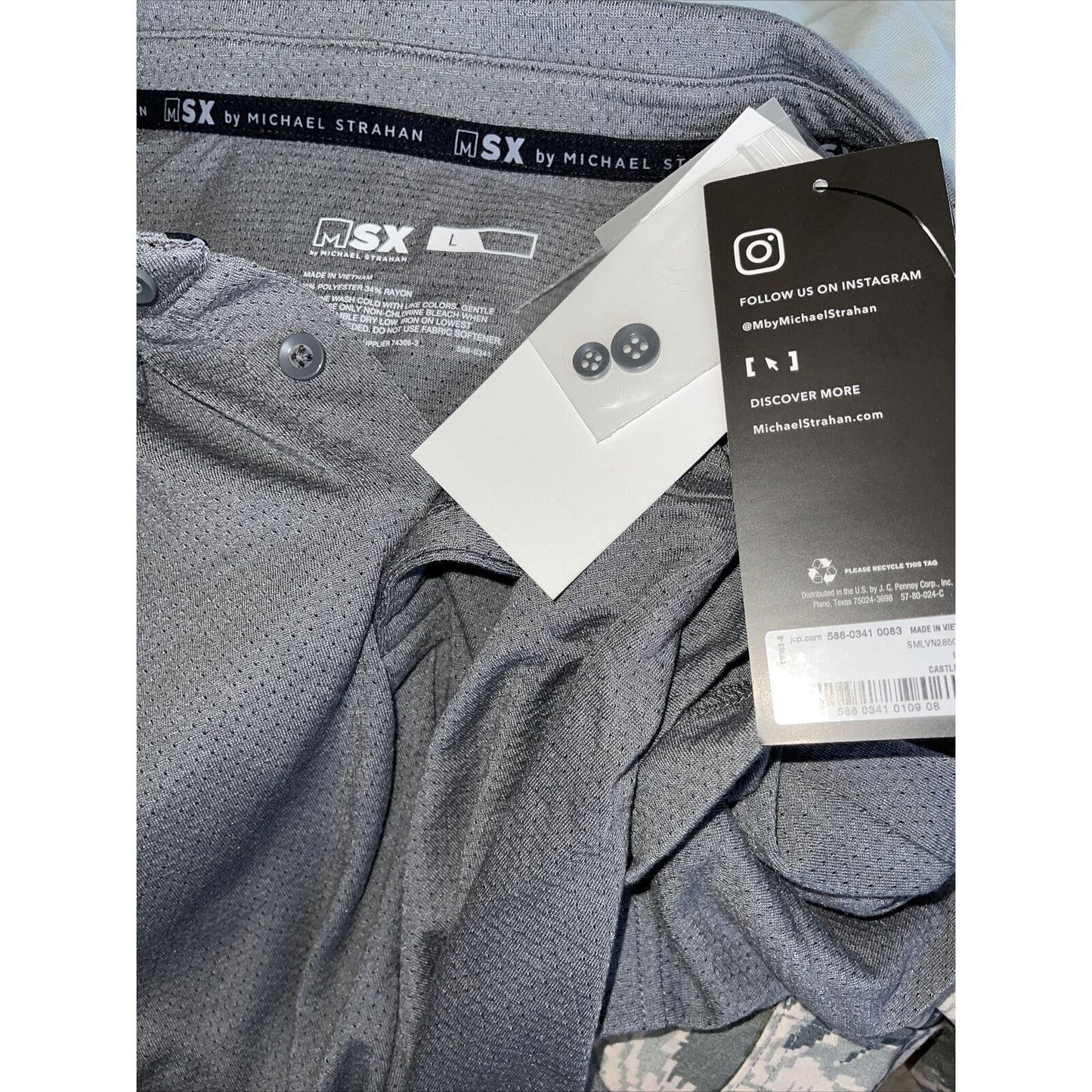 men's gray MSX michael strahan large castle rock polo shirt