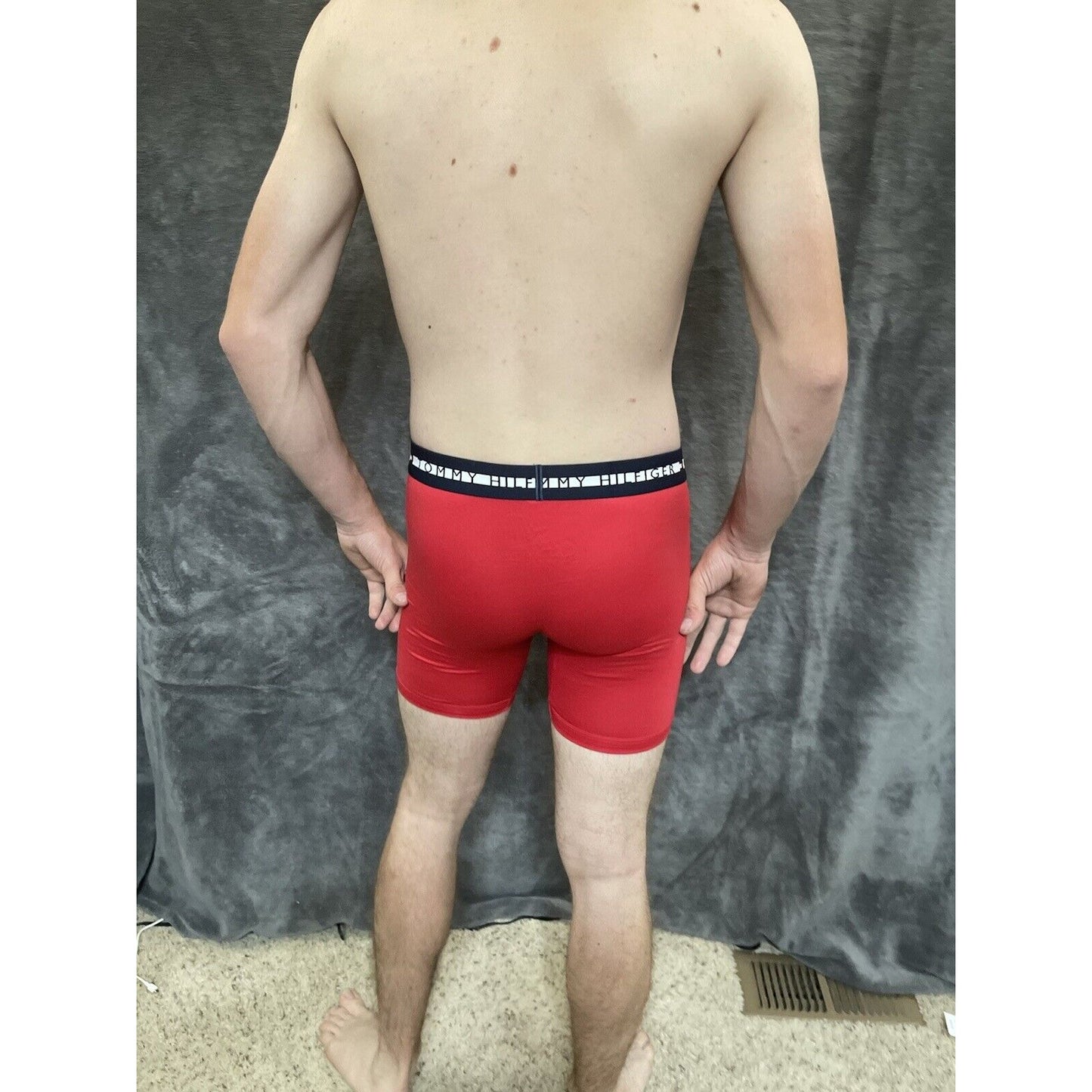men's small tommy hilfiger red 8% elastane compression boxer brief