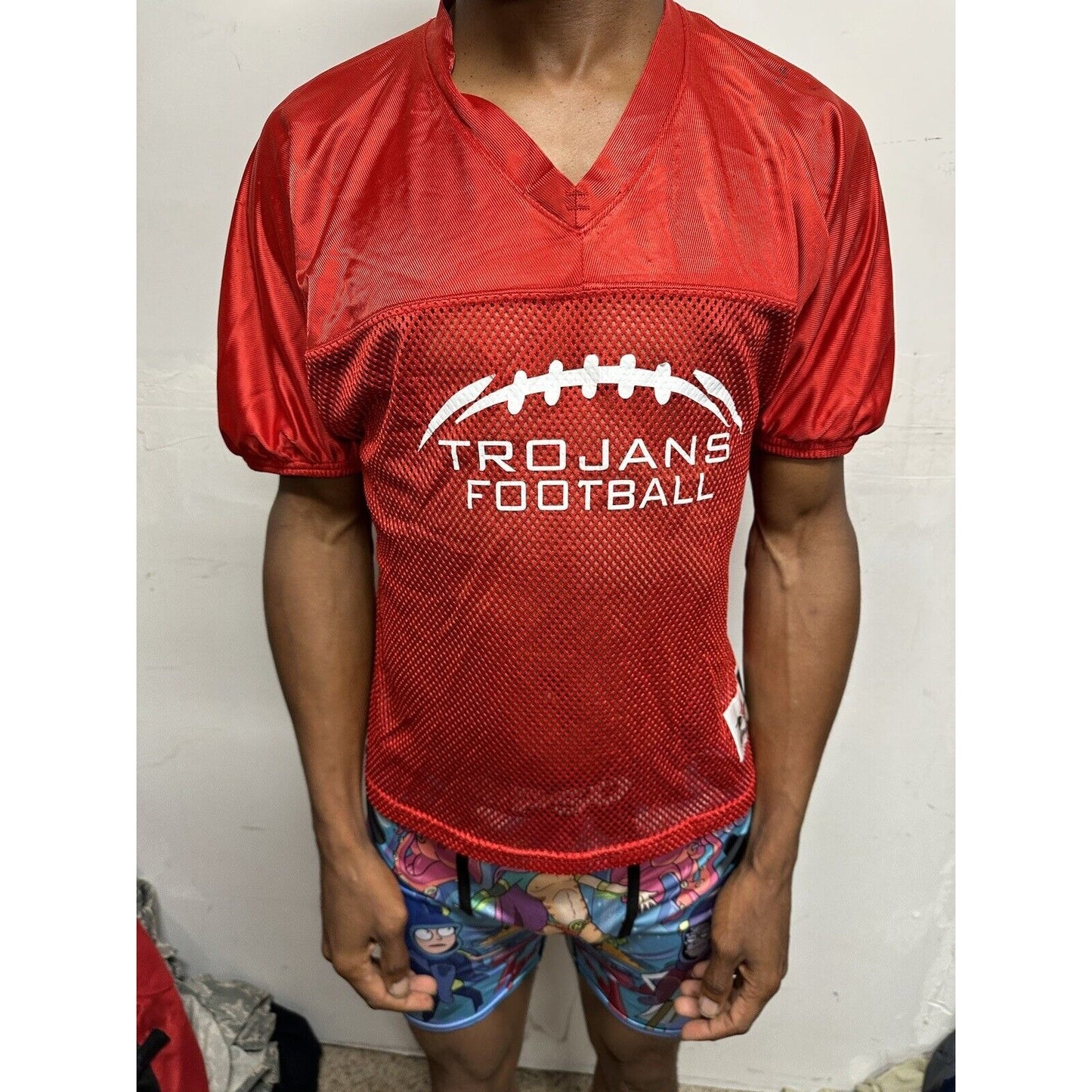 Men’s Red Alleson Athletics Small Trojans Football Jersey