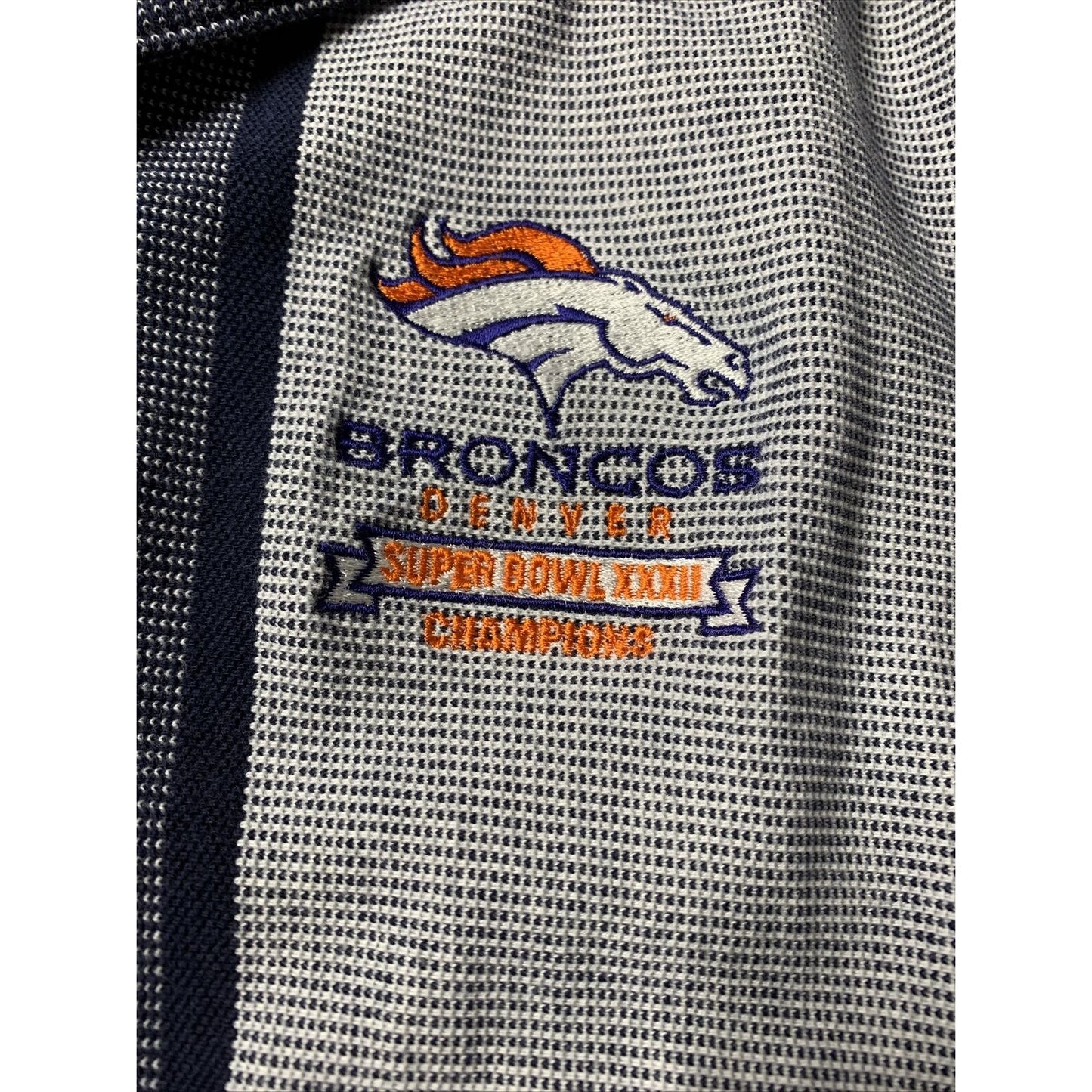 Antigua Mens Polo Shirt SS Denver Broncos Super Bowl XXXII Champs Medium