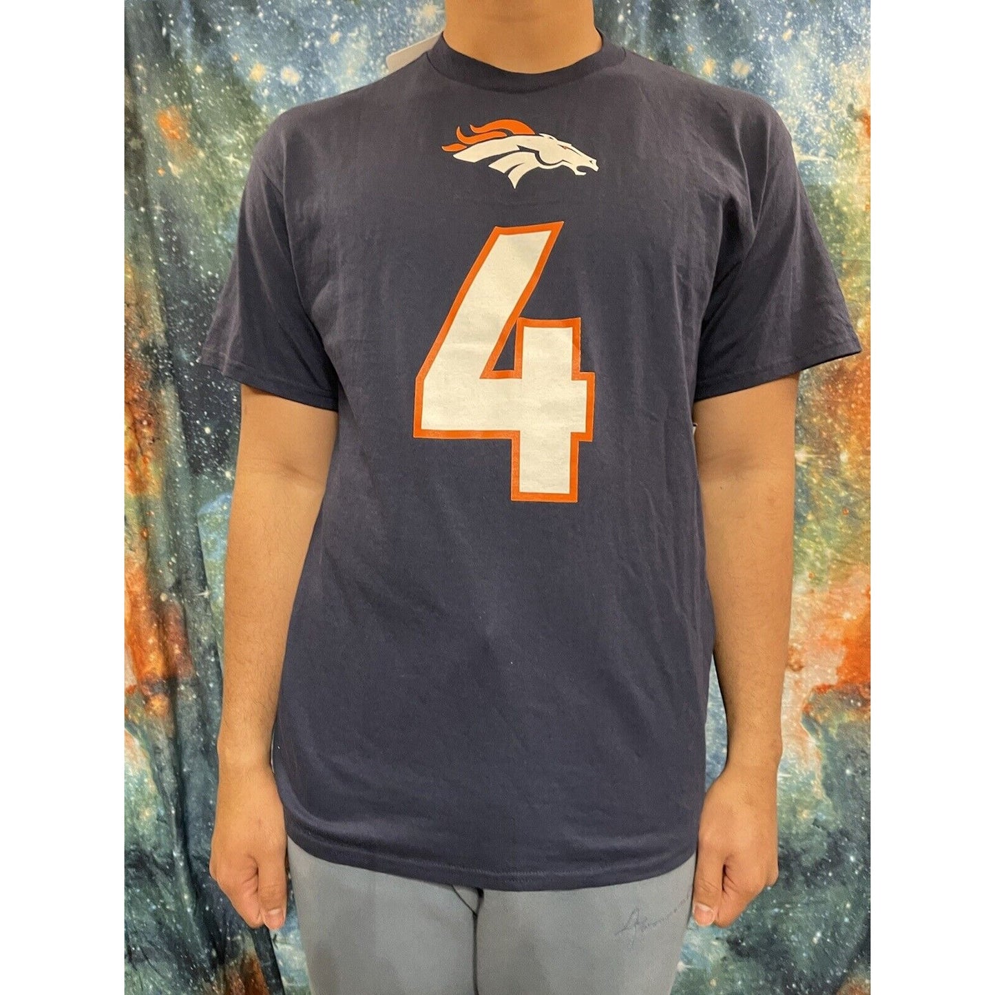 Men’s Large Denver Broncos NFL Team Apparel Blue Tshirt Keenum 4