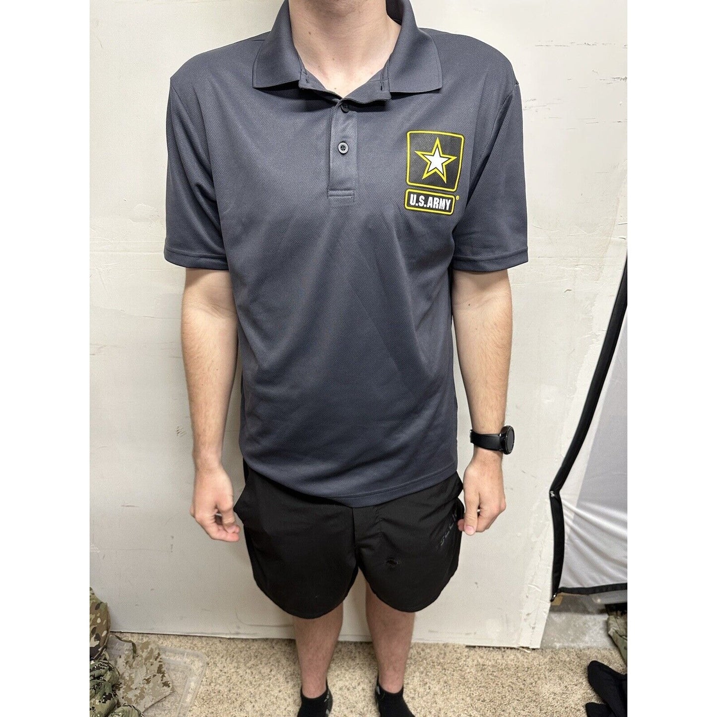 Men’s Gray Sport-tek Medium Short Sleeve Polo Shirt Us Army