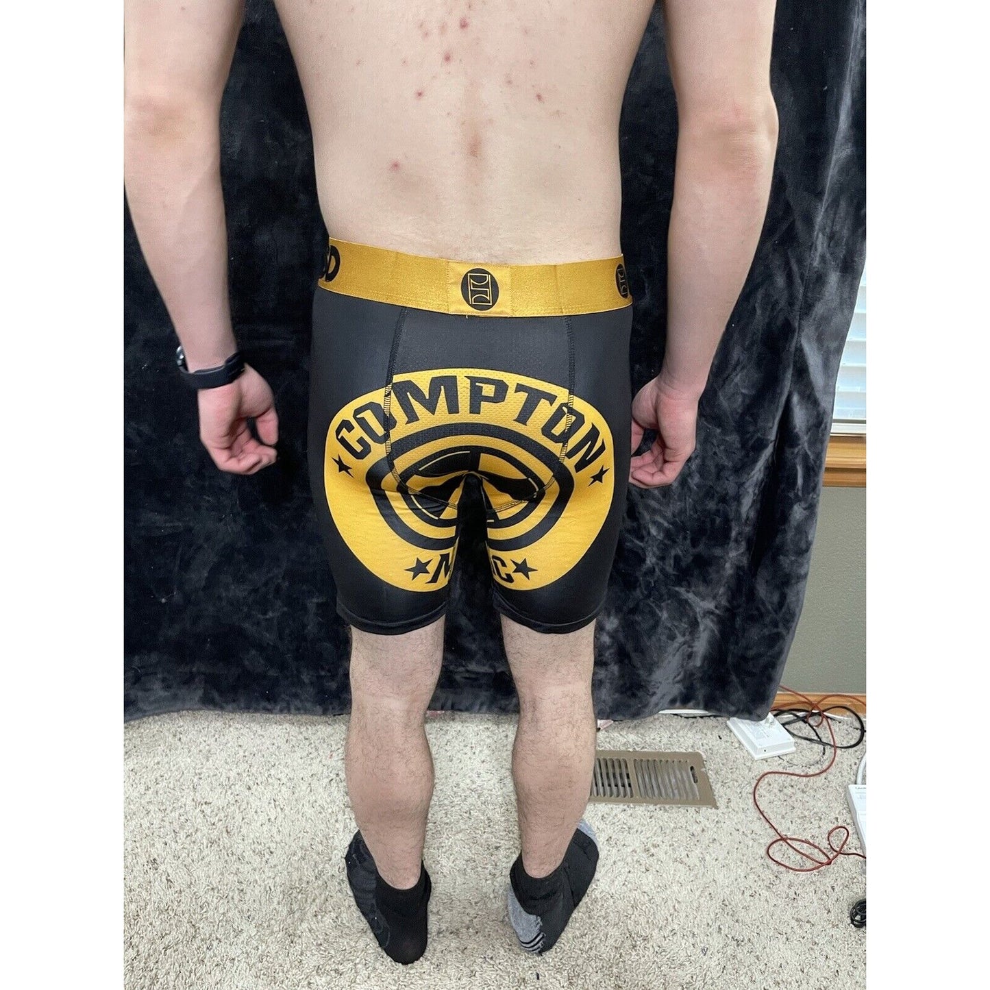 PSD Men’s Large Compton Magic Logo New Black And Gold Boxer Briefs