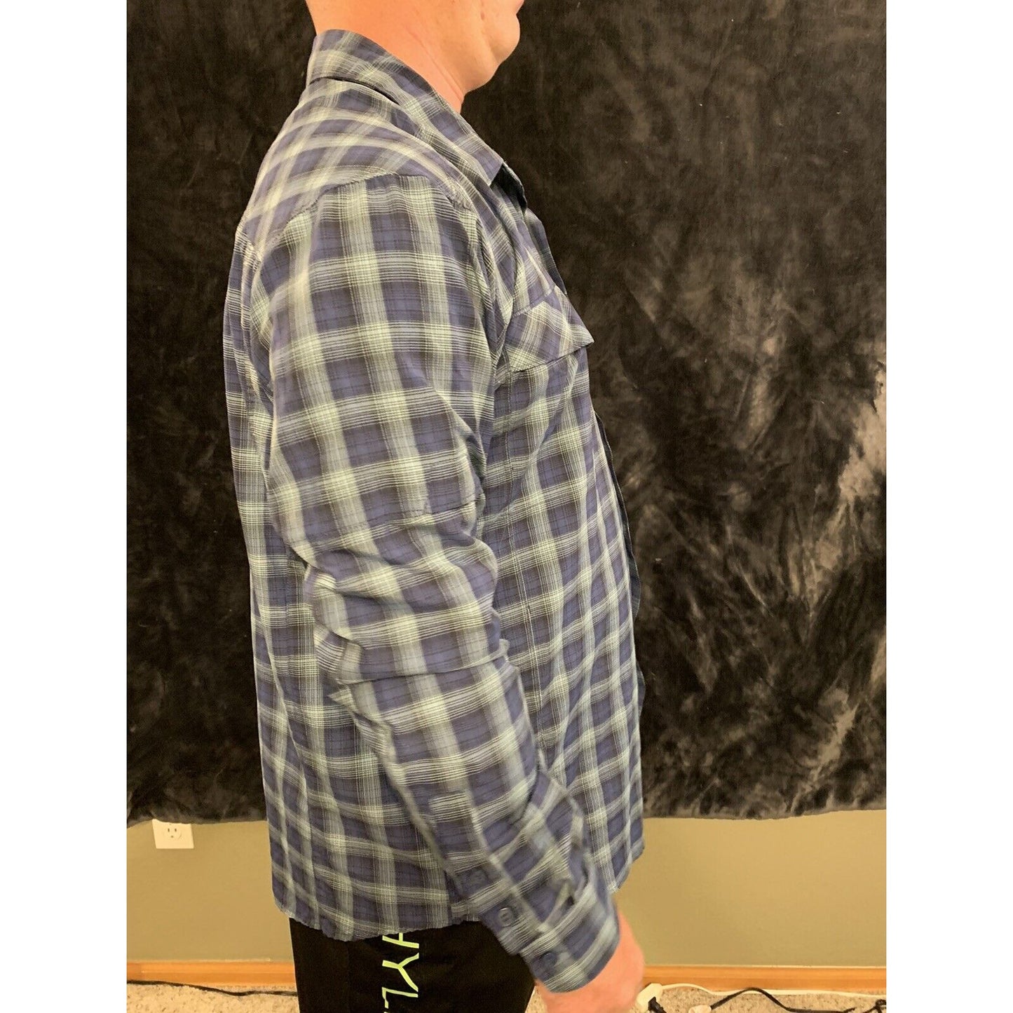 Columbia Omni Shade Blue Plaid Outdoor Fishing Hunting Long Sleeve Shirt Men's L