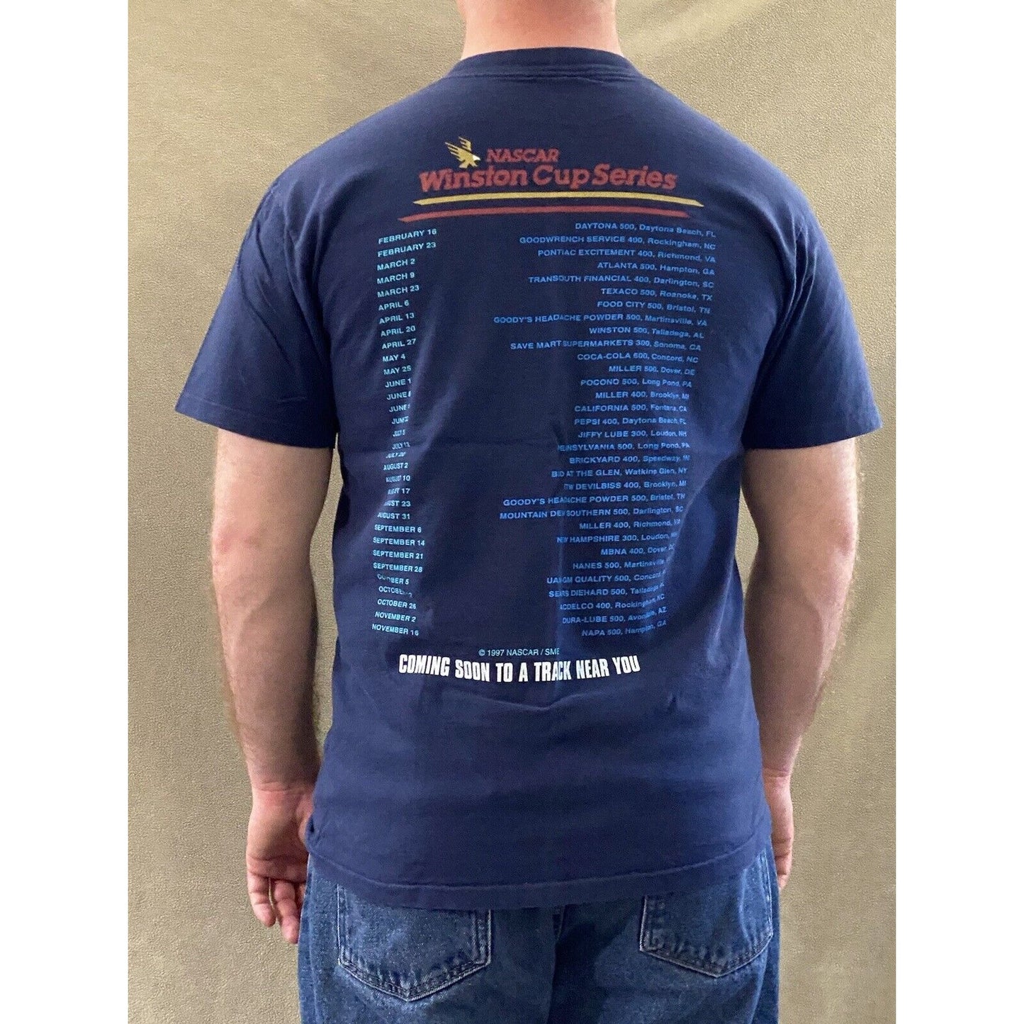 Vintage NASCAR WINSTON CUP SERIES Power Pro Men’s Large Navy Blue Cotton Shirt