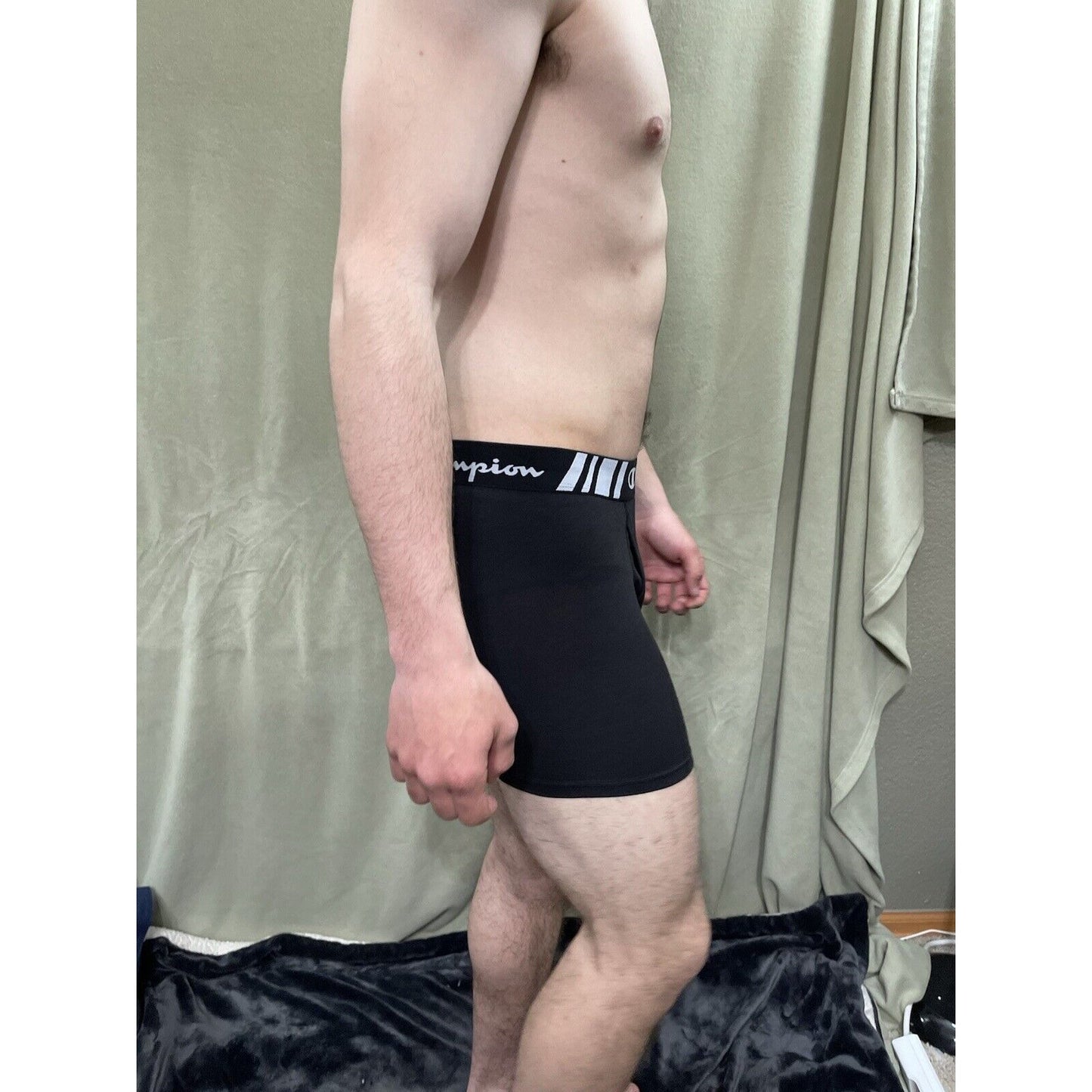 Champion Men's Boxer Briefs Underwear Size Large Black 5% Spandex New