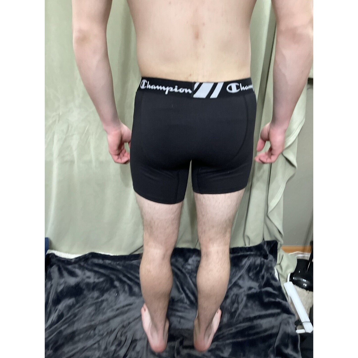 Champion Men's Boxer Briefs Underwear Size Medium Black 5% Spandex New