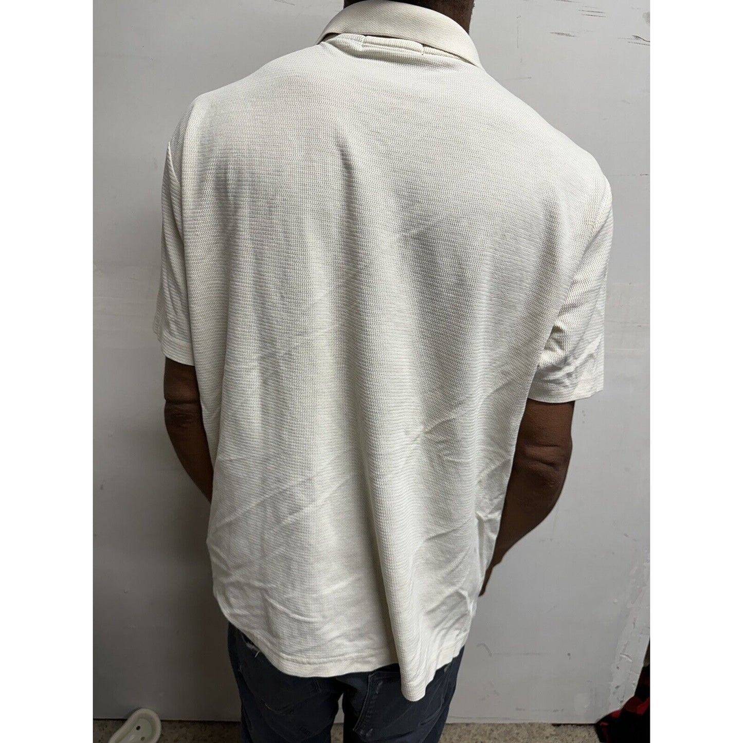 Men’s Large Cream Colored Crazy Horse Short Sleeve Polo Shirt