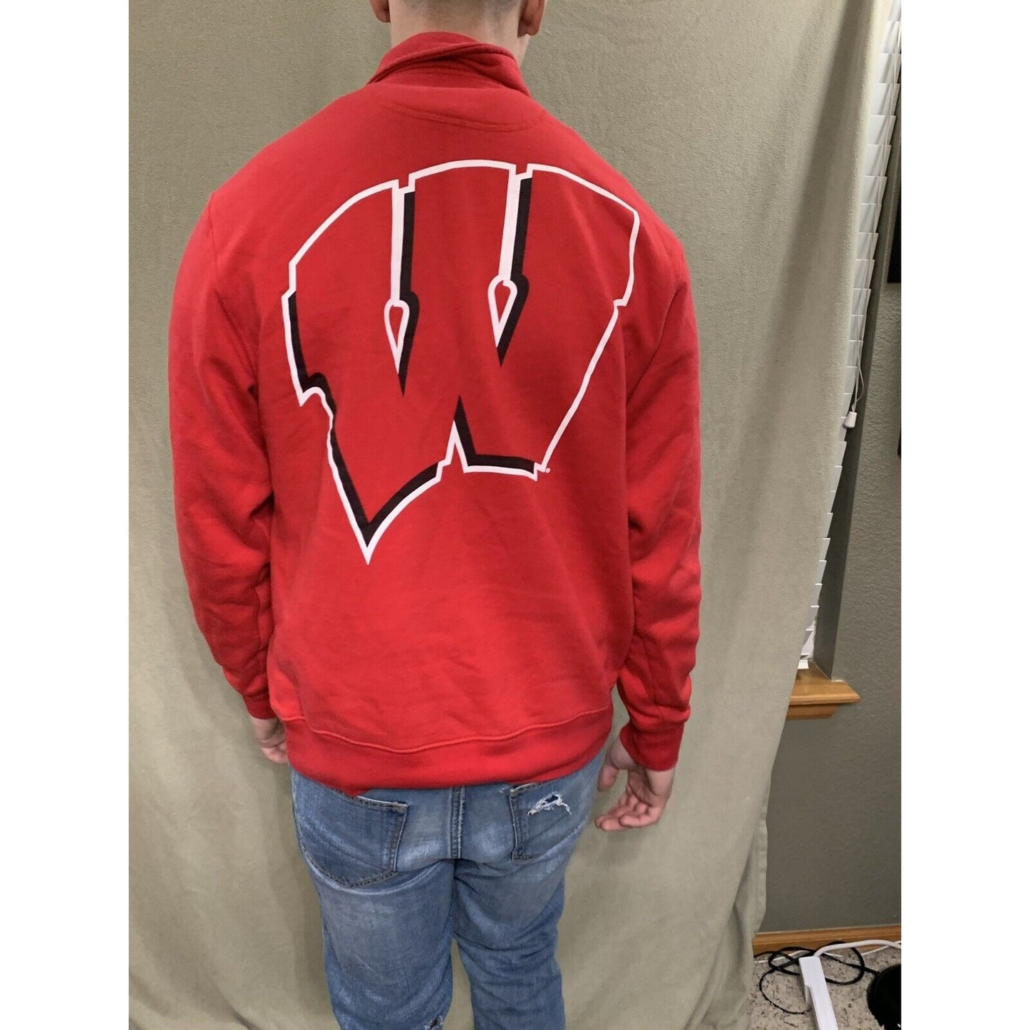 Vintage Wisconsin Badgers Soft Hoodie Sweatshirt Red Jansport Medium