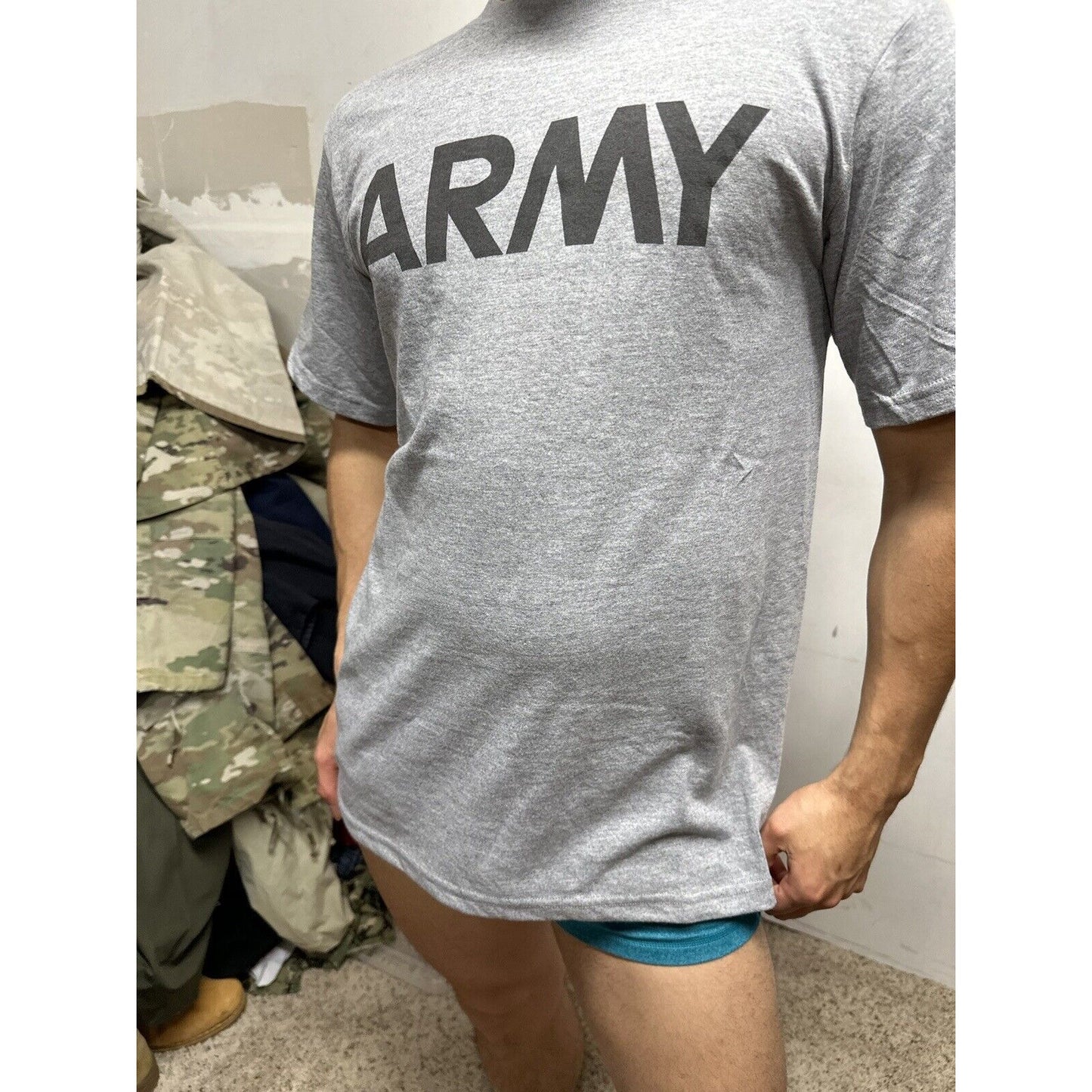 Men’s Soffe Small Dri Release Gray Army Pt Uniform Short Short Sleeve