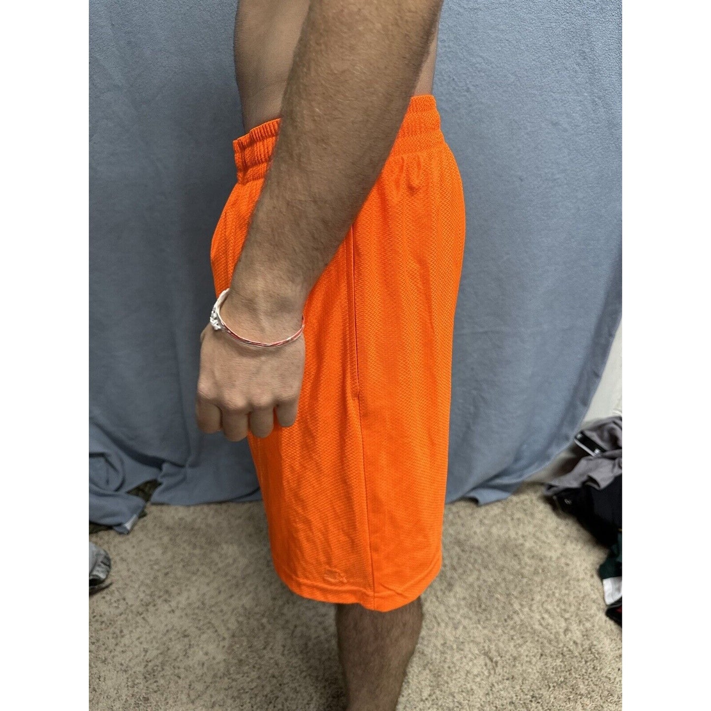 Men’s Neon Orange Starter Medium Athletic Shorts With Pockets
