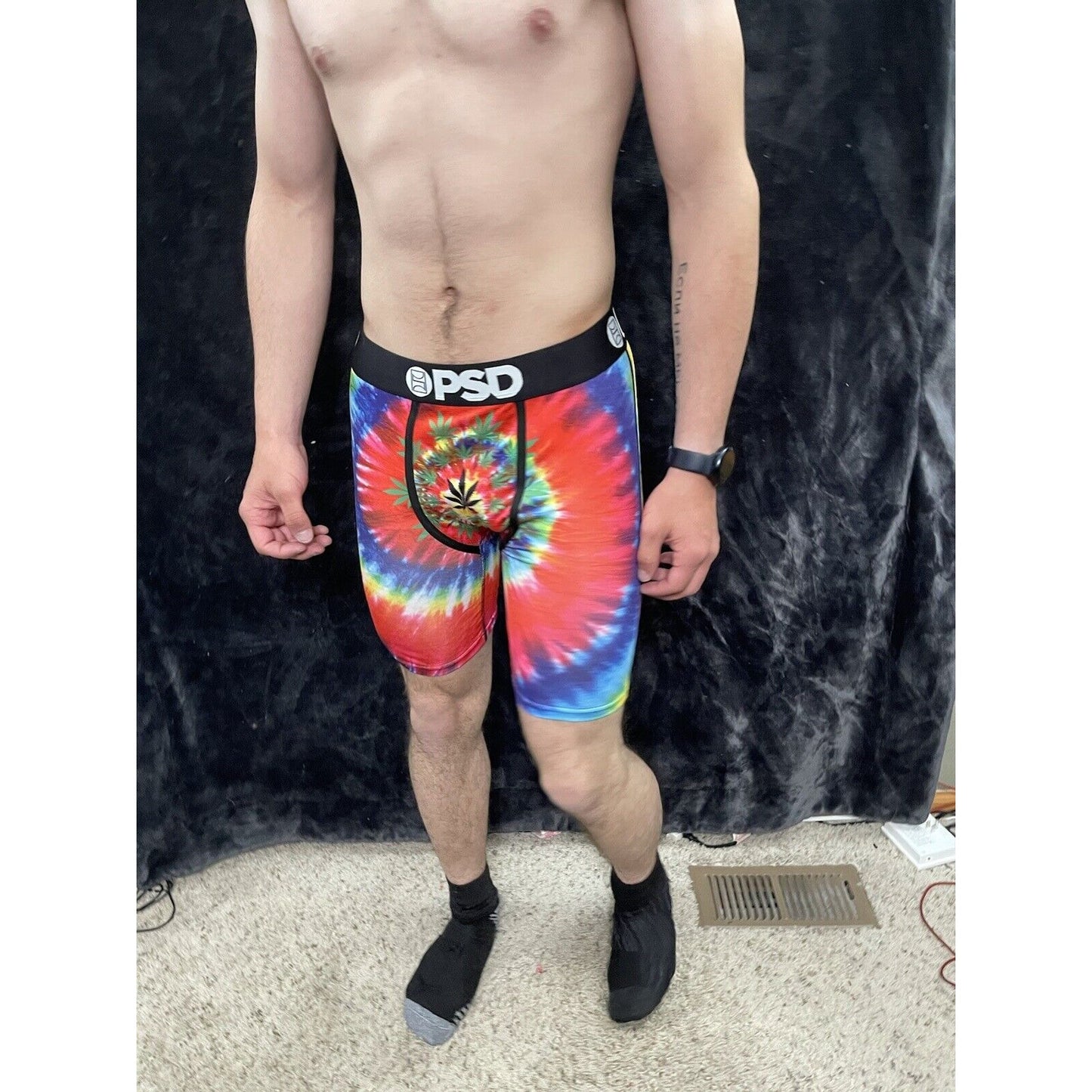 Men’s PSD Tie Dye Weed Medium Boxer Briefs New