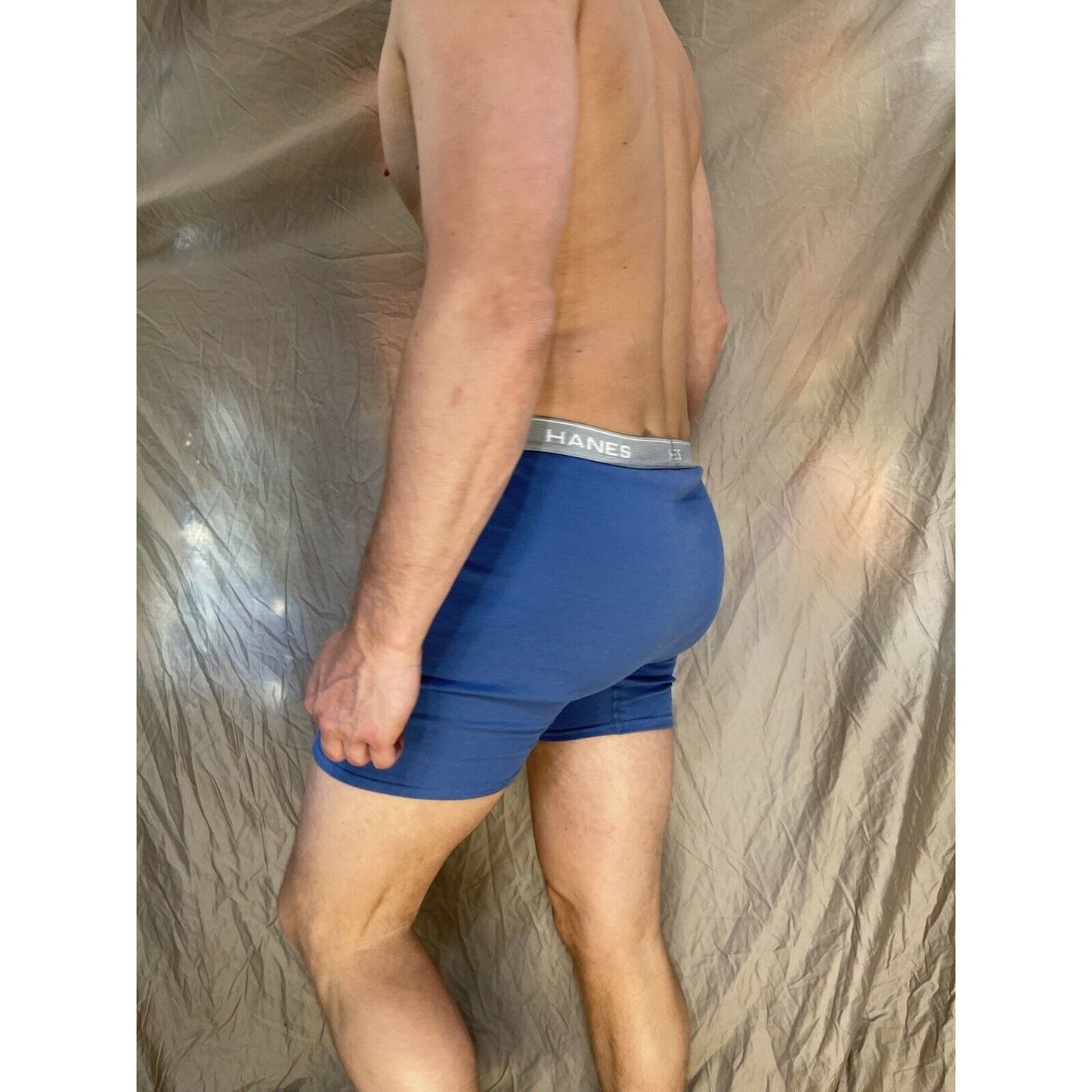 men's hanes Steel Blue boxer brief comfort flex large