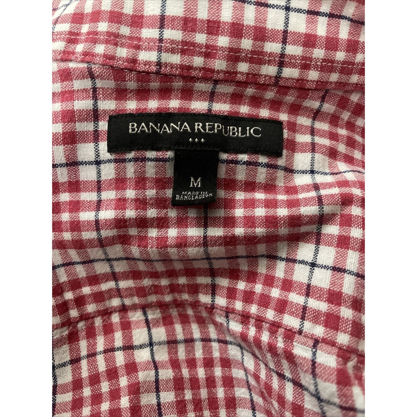 Banana Republic Men's Classic Long Sleeve Shirt Size Medium Plaid Red Gray White