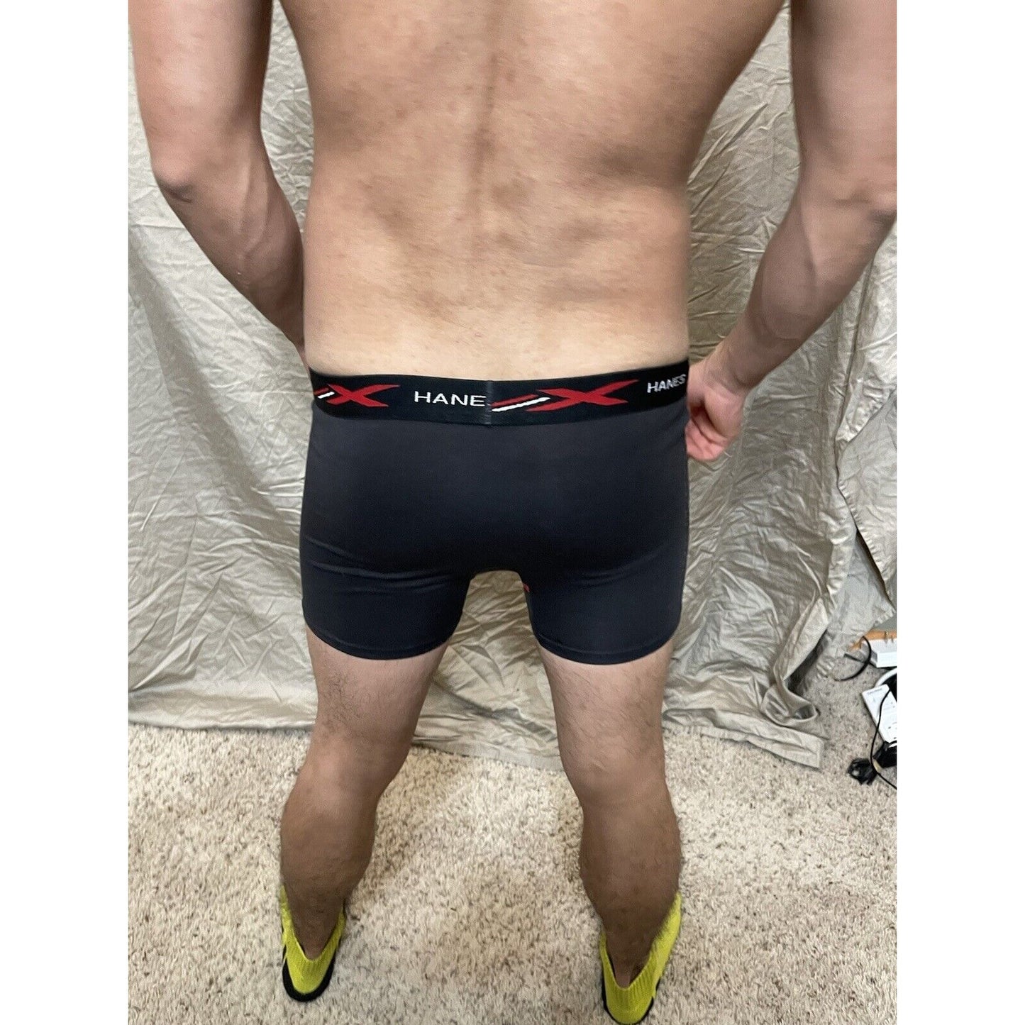 boy's youth large hanes x-temp black and red boxer briefs