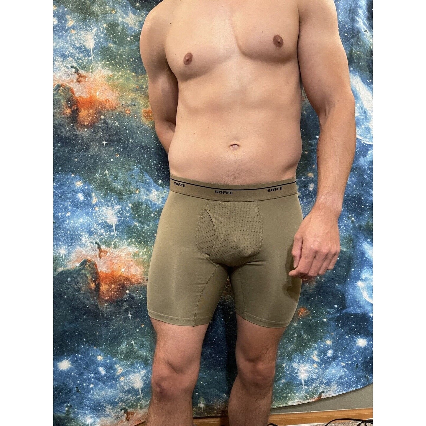 Men’s Athletic Compression Shorts Base Layer Tan Soffe