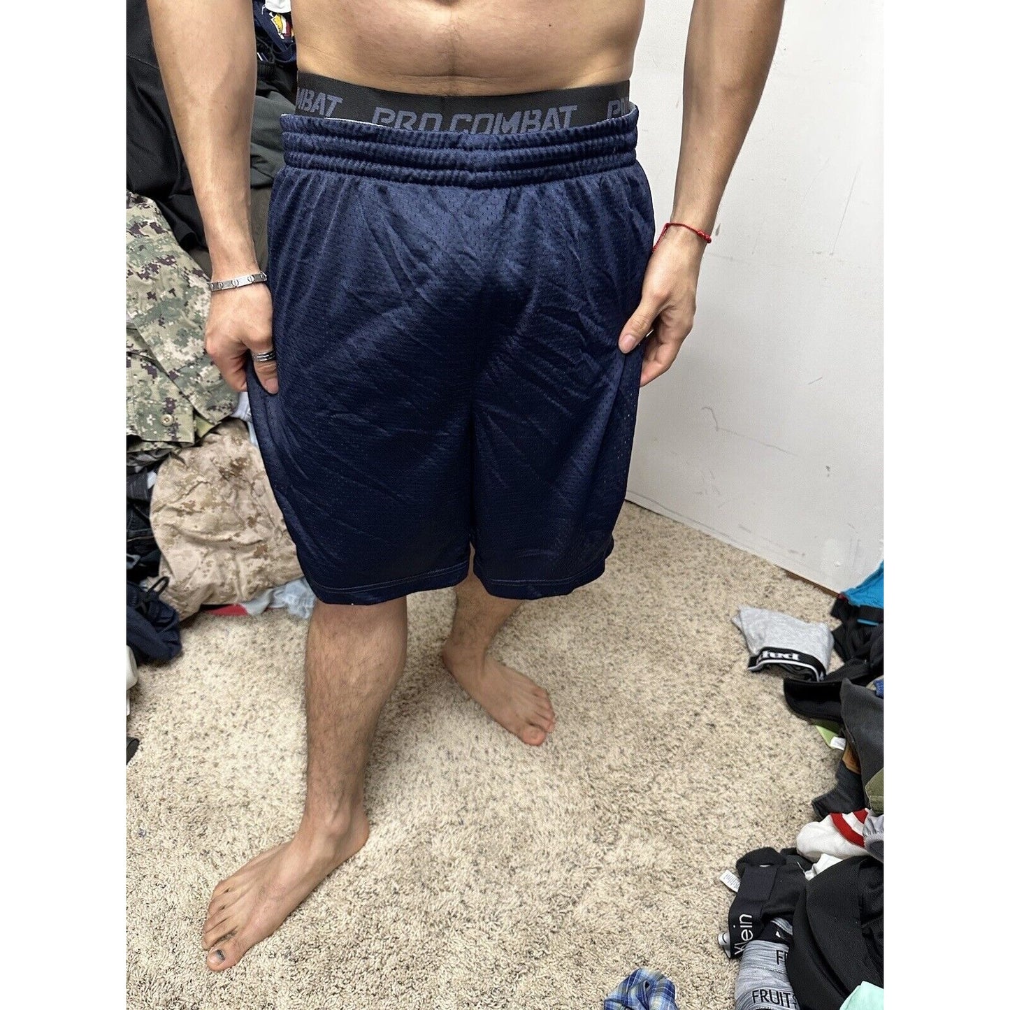 Men’s Dark Blue Starter Large Athletic Shorts With Pockets