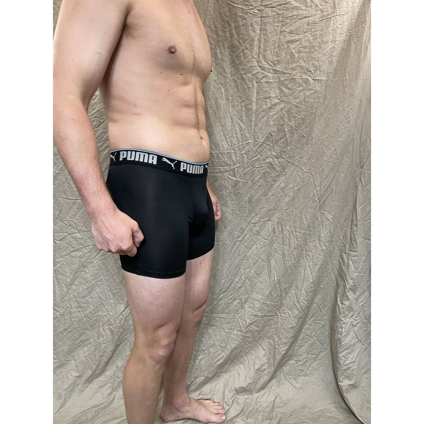 men's black puma compression boxer briefs athletic Large